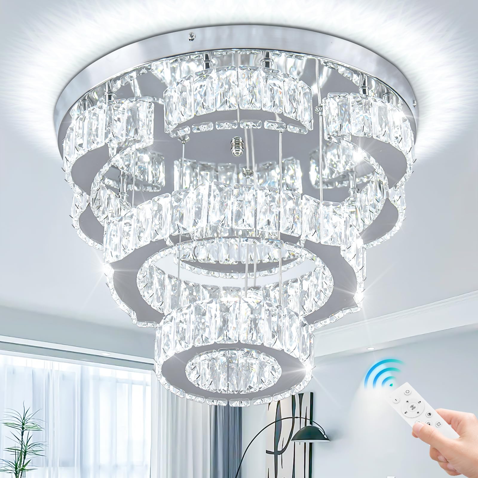 Frixchur Lampadario a Cristallo di Fiori Moderni 15.7"