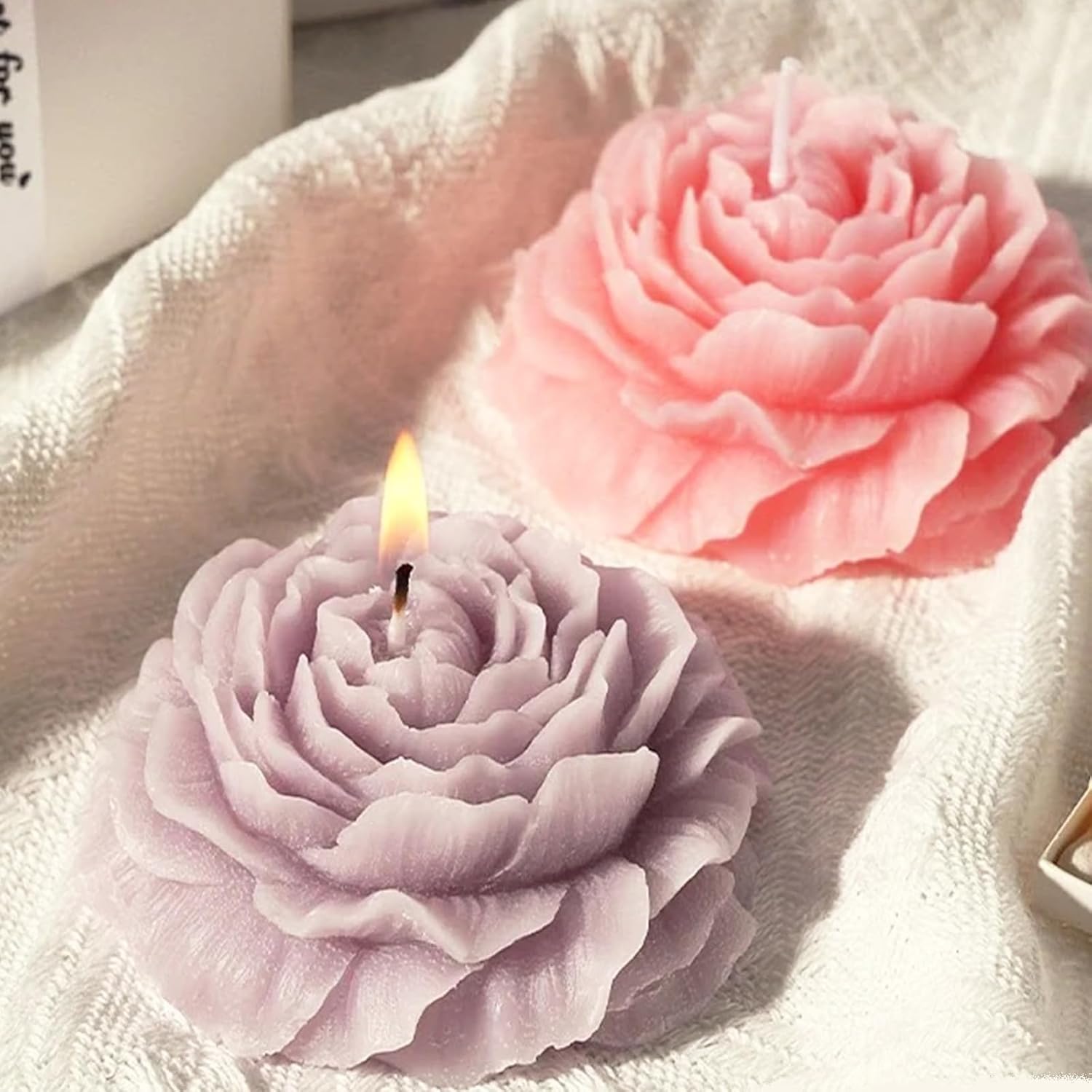 Stampi per Candele in Silicone a Forma di Rose e Peonie 2 Pezzi - immagine 5