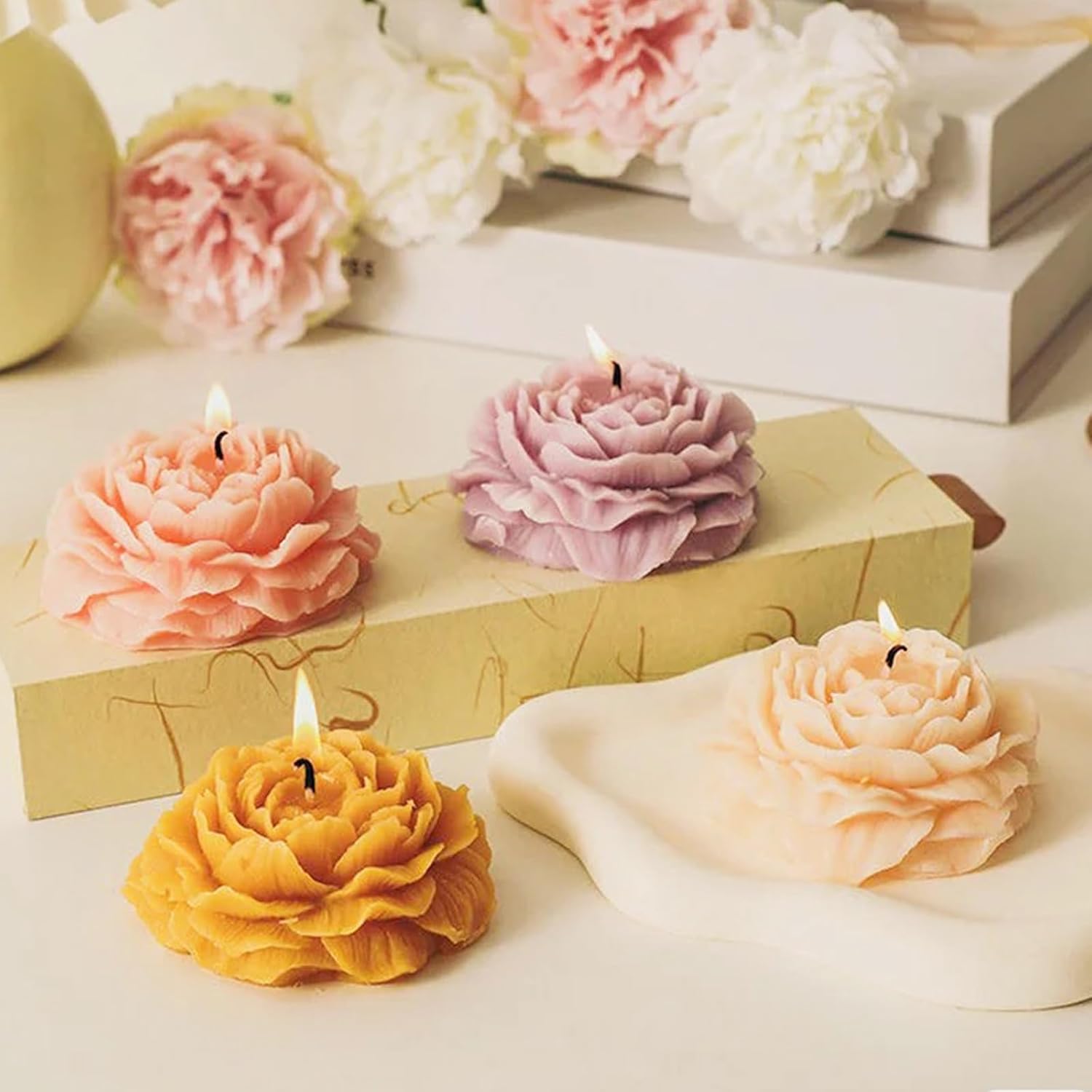 Stampi per Candele in Silicone a Forma di Rose e Peonie 2 Pezzi - immagine 6