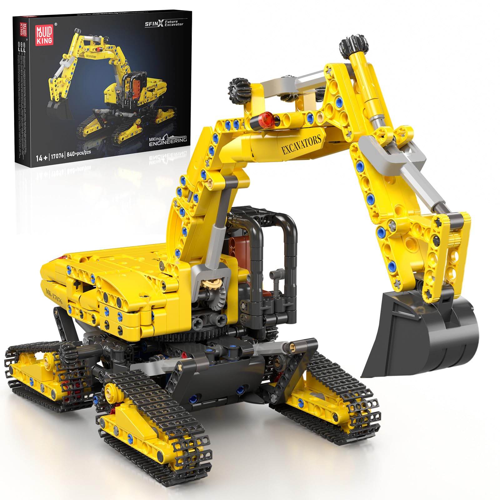 Mould King Set di escavatori per modellini con 840 pezzi, giocattolo STEM per ragazzi dai 14 anni e adulti, kit tecnico (10176)