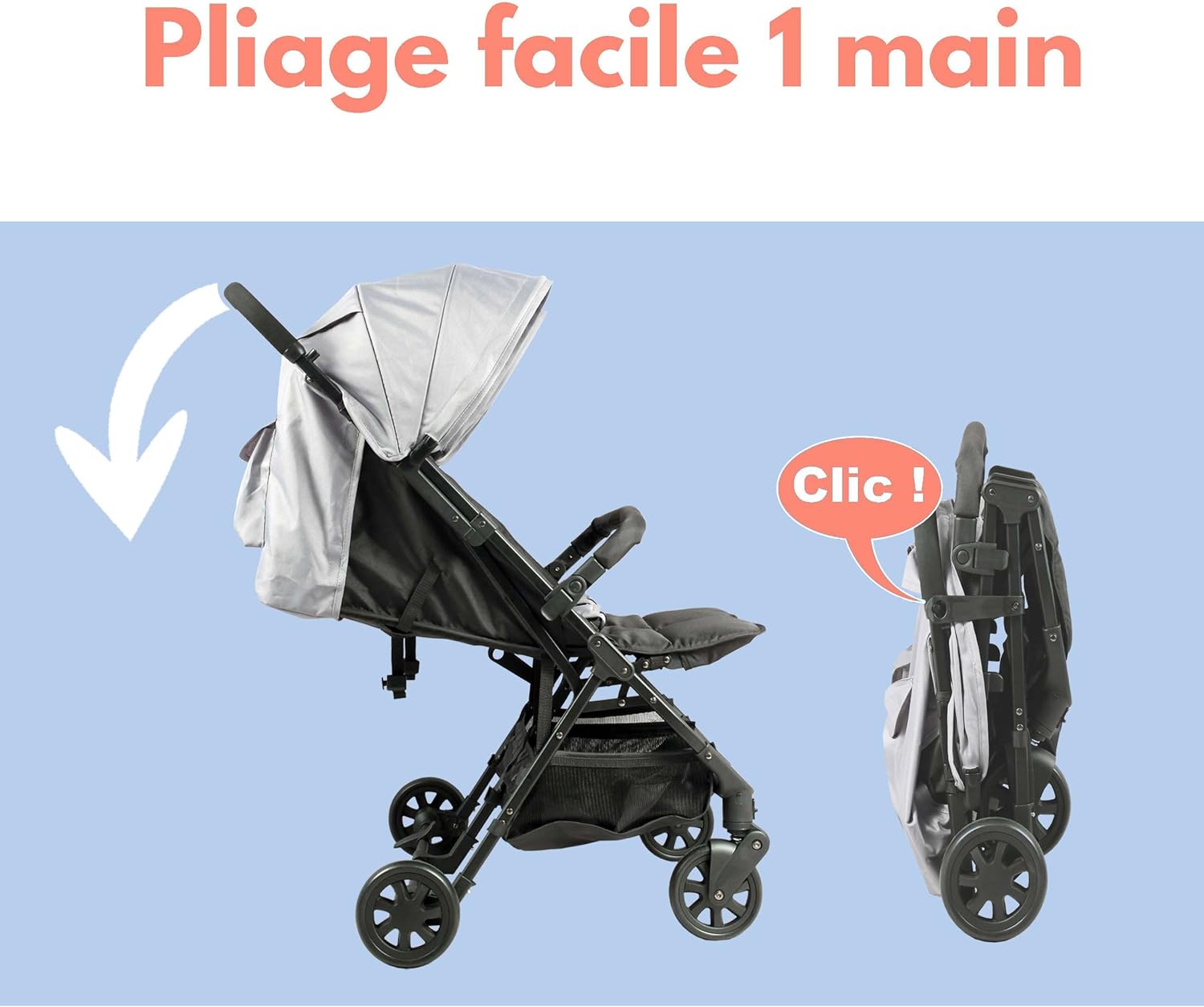 Bambisol Passeggino Doppio per Gemelli, Nero/Grigio - immagine 3