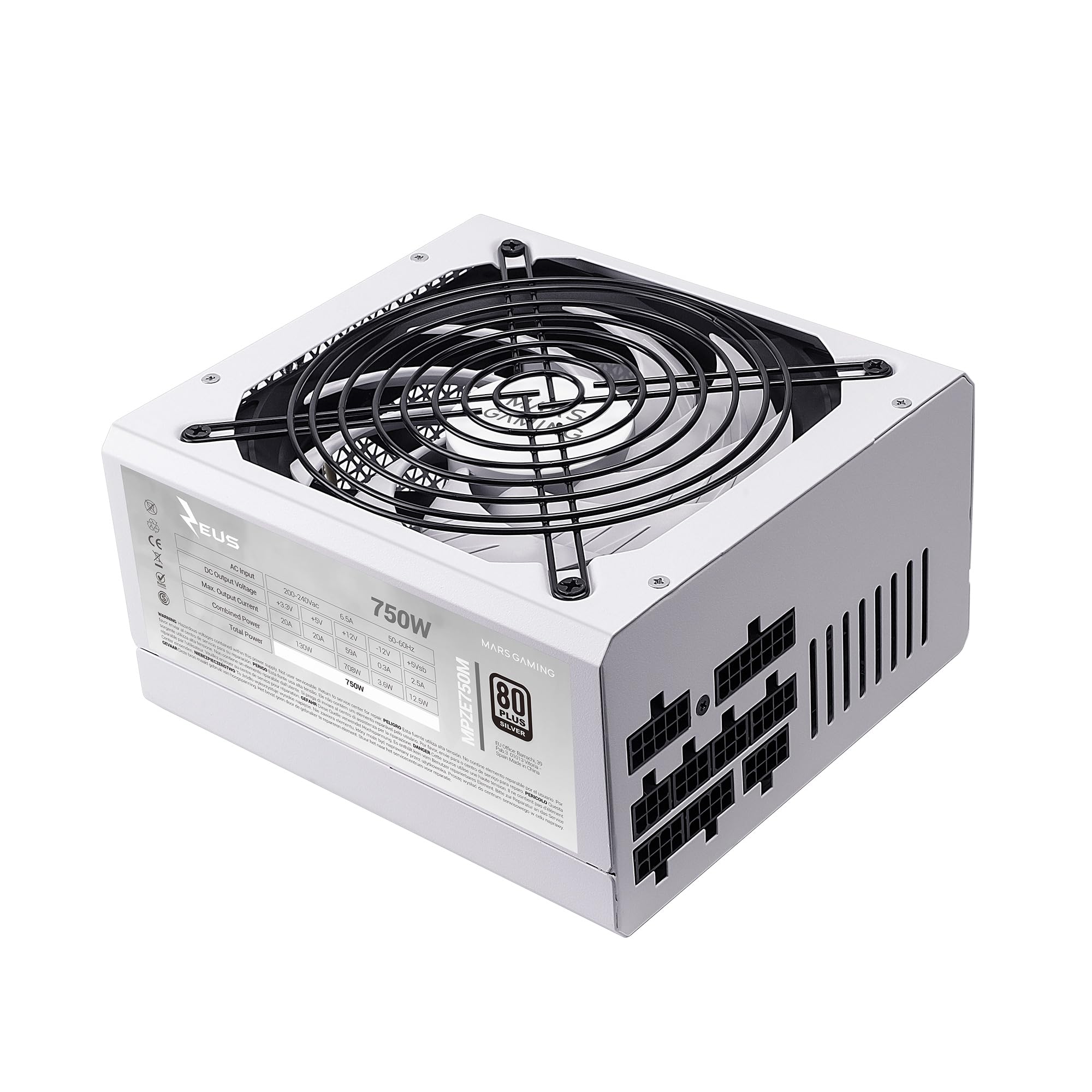 Mars Gaming MPZE750M - Alimentatore Modulare ATX 750W, Bianco