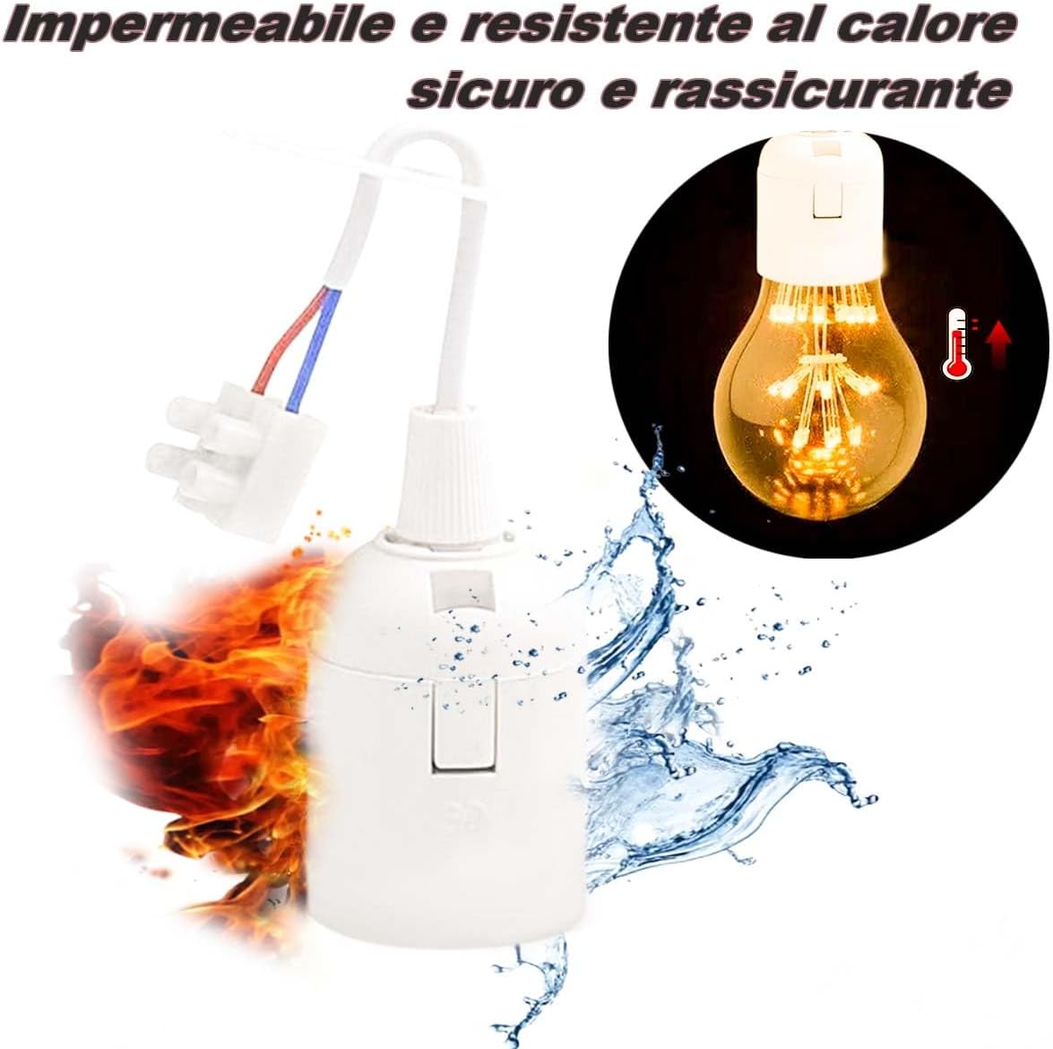 Set Portalampada E27 Bianco - 6 Pezzi con Cavo - immagine 2