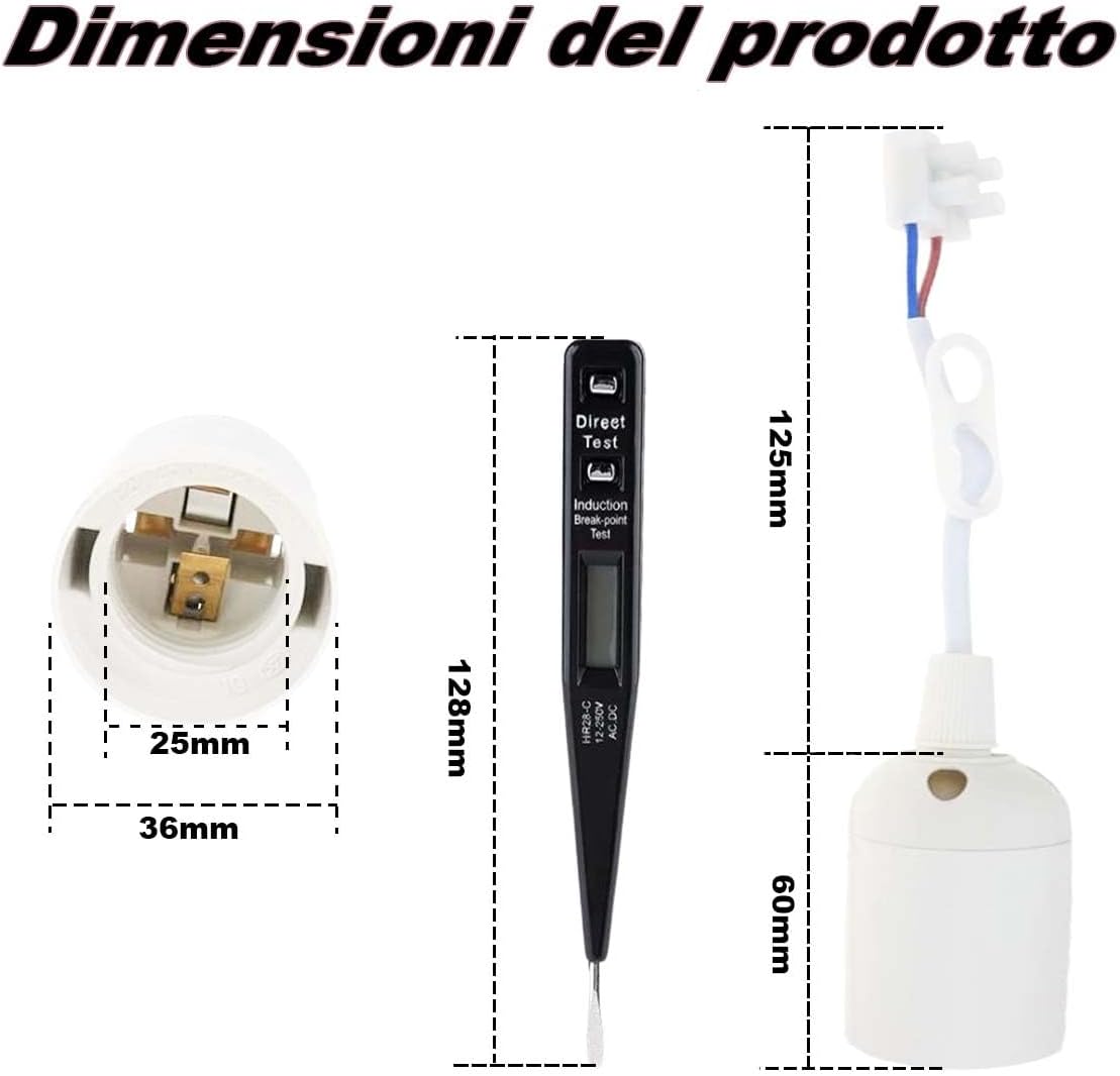 Set Portalampada E27 Bianco - 6 Pezzi con Cavo - immagine 3