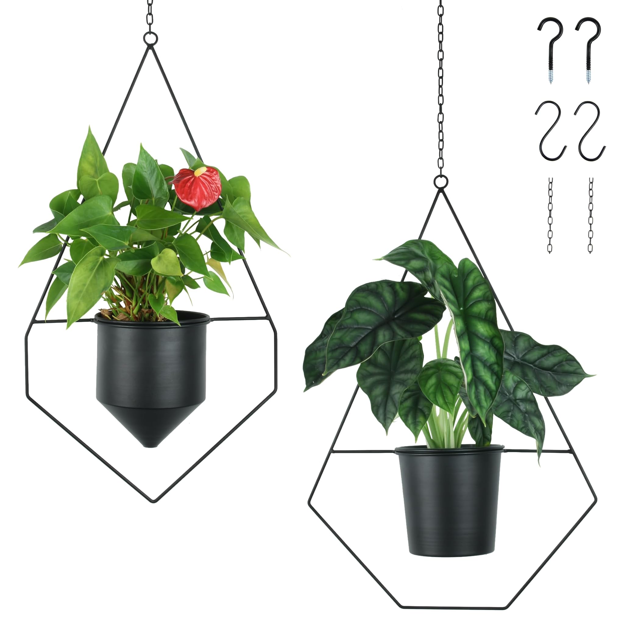 Vaso da Fiori Sospeso Nero - Set 2 Pezzi