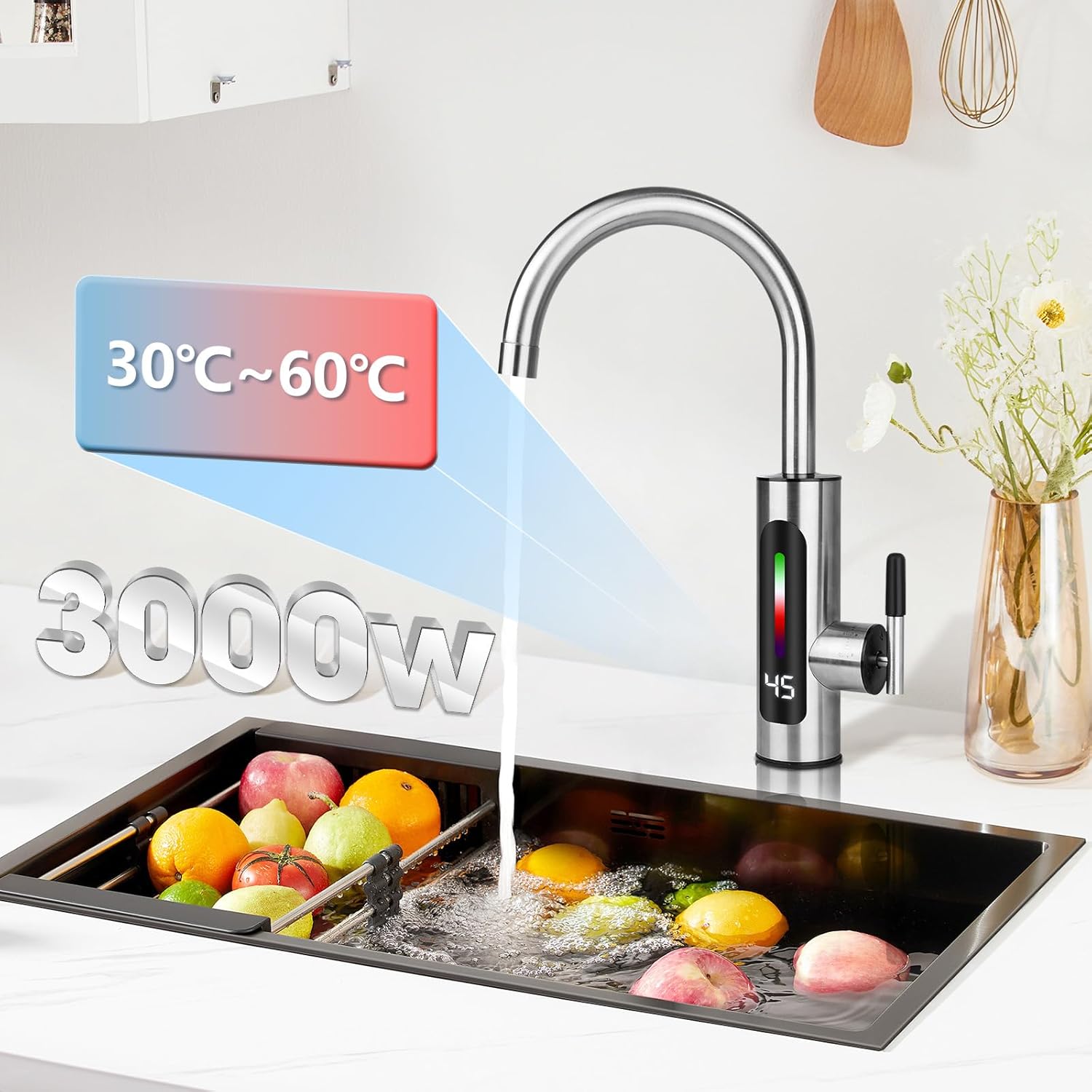 Rubinetto Acqua Calda Istantanea 3000W con Display LED - immagine 3