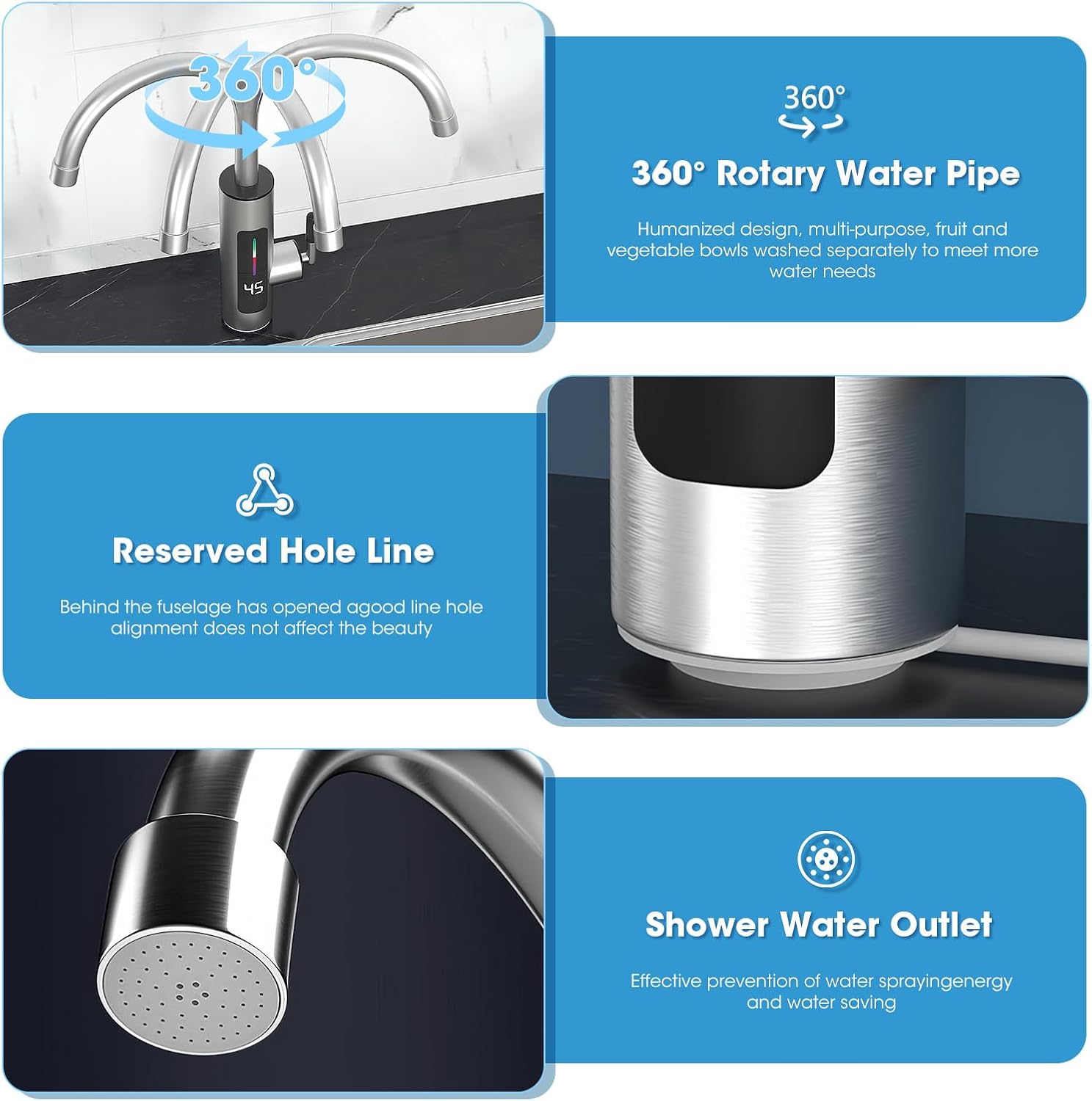 Rubinetto Acqua Calda Istantanea 3000W con Display LED - immagine 5