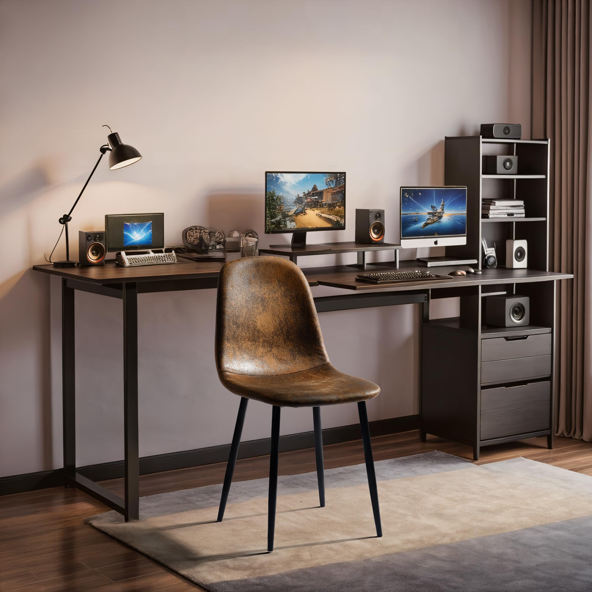 Furniturer Set 4 Sedie da Gioco Ergonomiche - Marrone