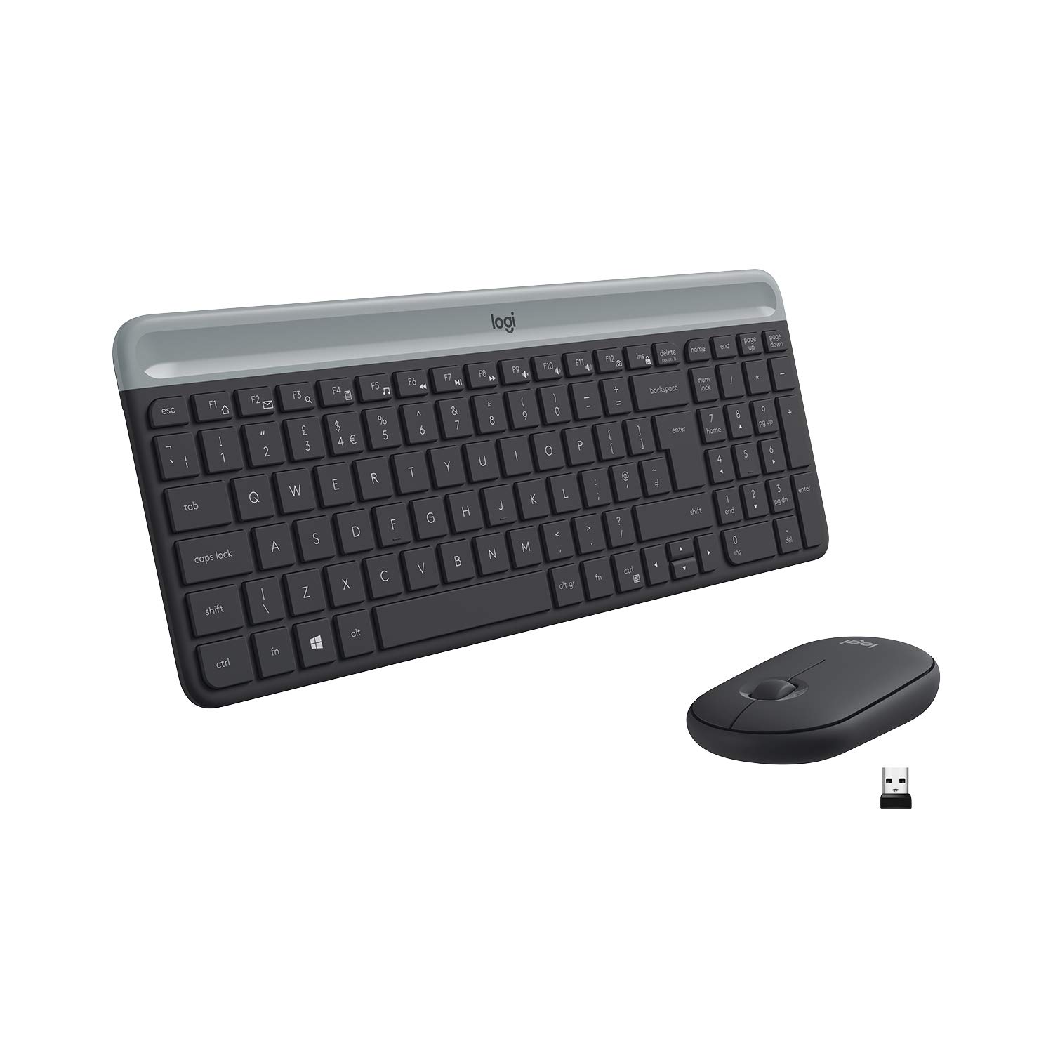 Logitech MK470 Kit Mouse e Tastiera, Layout Spagnolo Qwerty, Nero