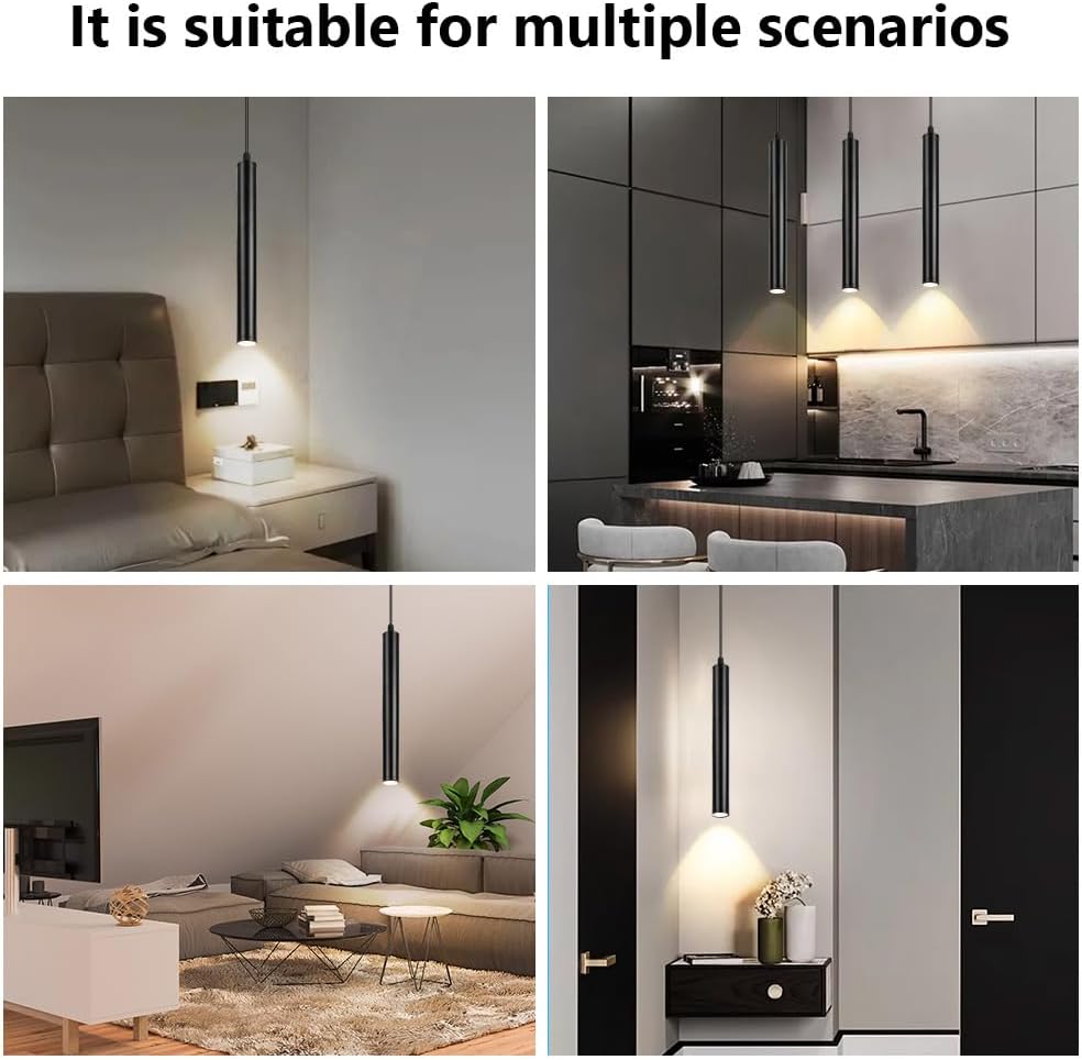 Hotut Lampada a Sospensione LED Lunga 30cm, Nera - immagine 6