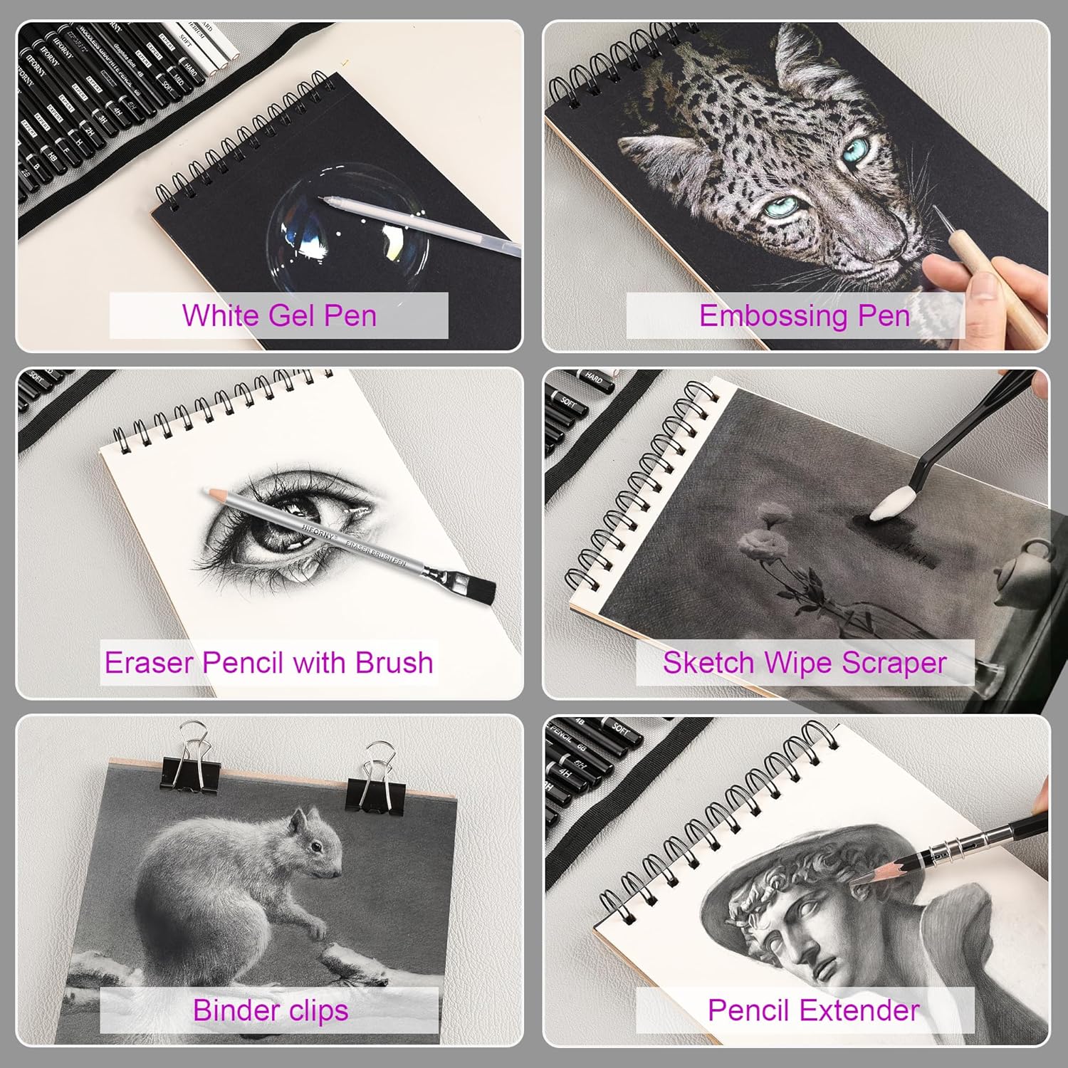 Hiforny Set 60 Matite per Schizzi e Disegno - immagine 6