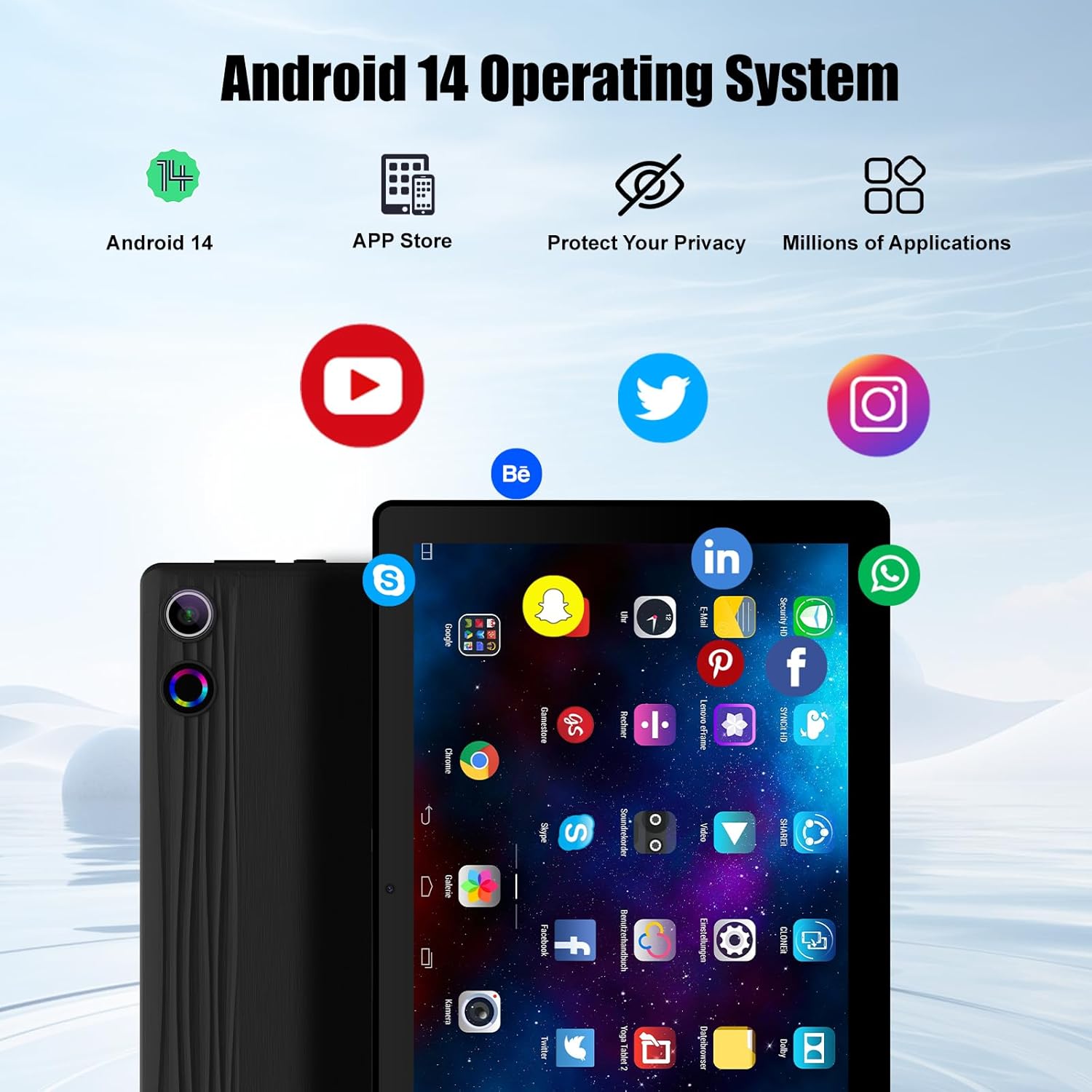 Ainmel Tablet 11 pollici - Android 14 Octa Core, Nero - immagine 3