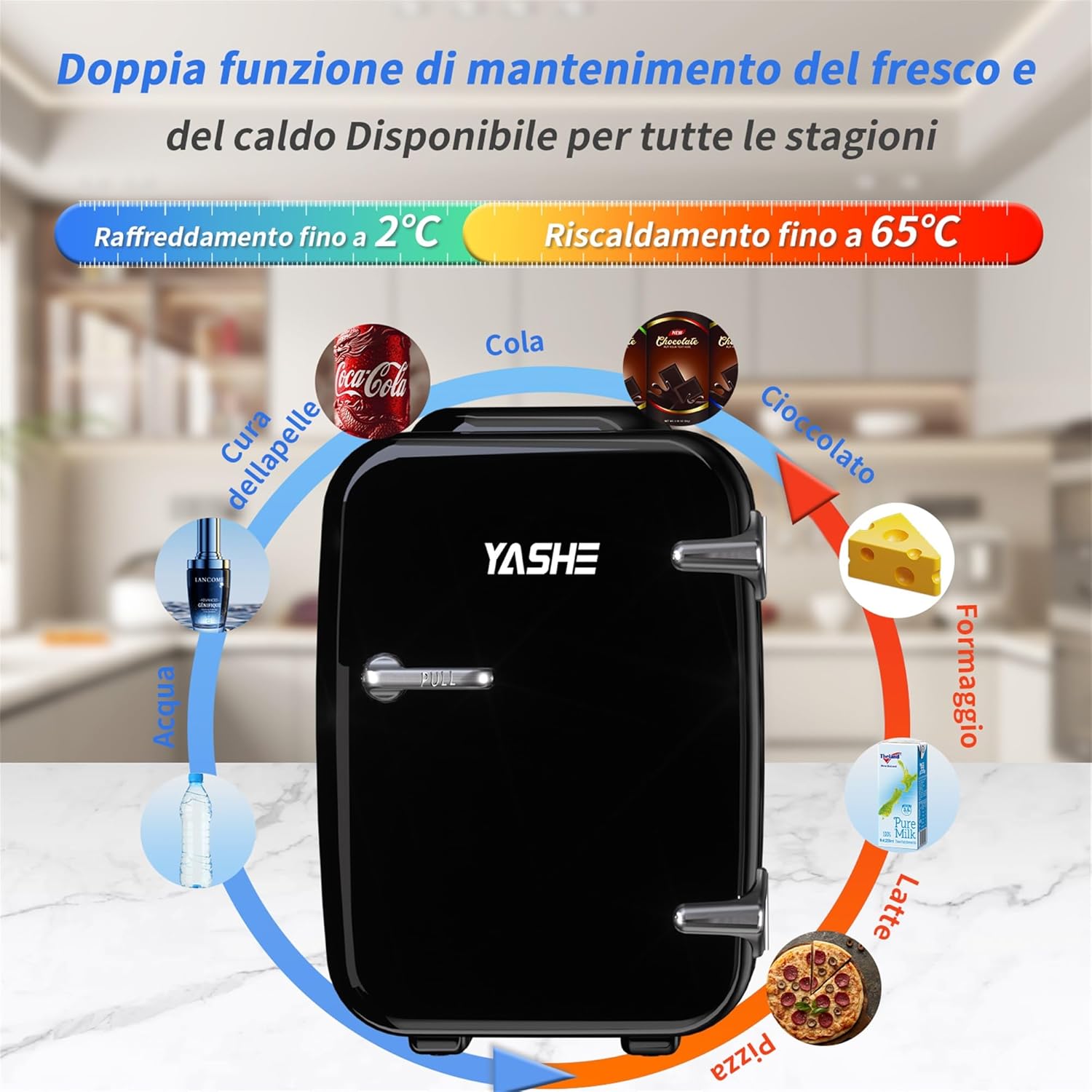 Yashe Mini Frigo da Camera 4L, Nero - immagine 3