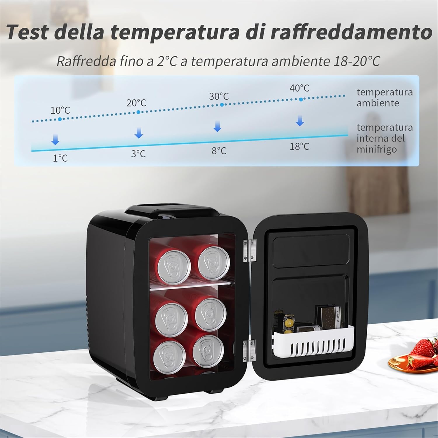 Yashe Mini Frigo da Camera 4L, Nero - immagine 4