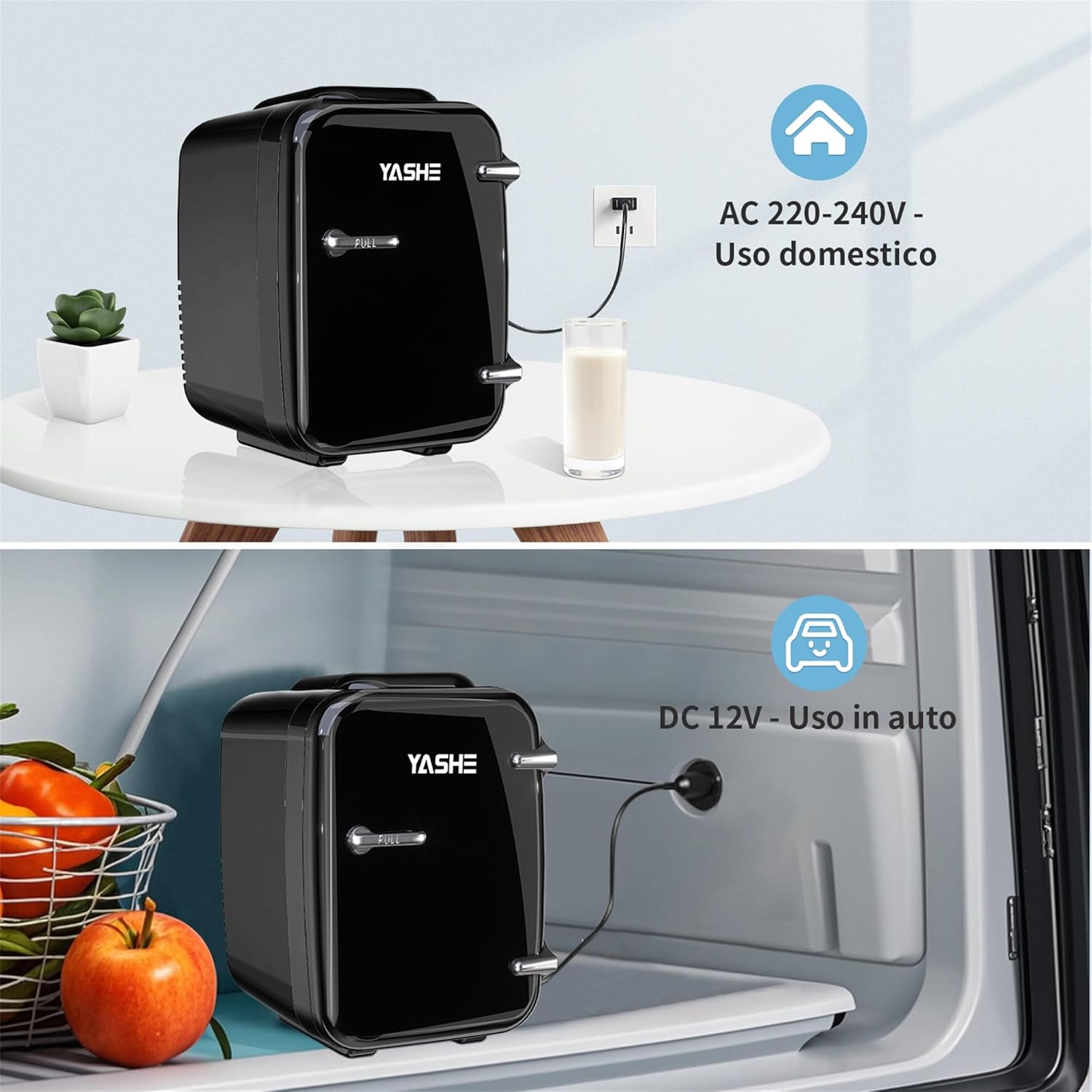 Yashe Mini Frigo da Camera 4L, Nero - immagine 6