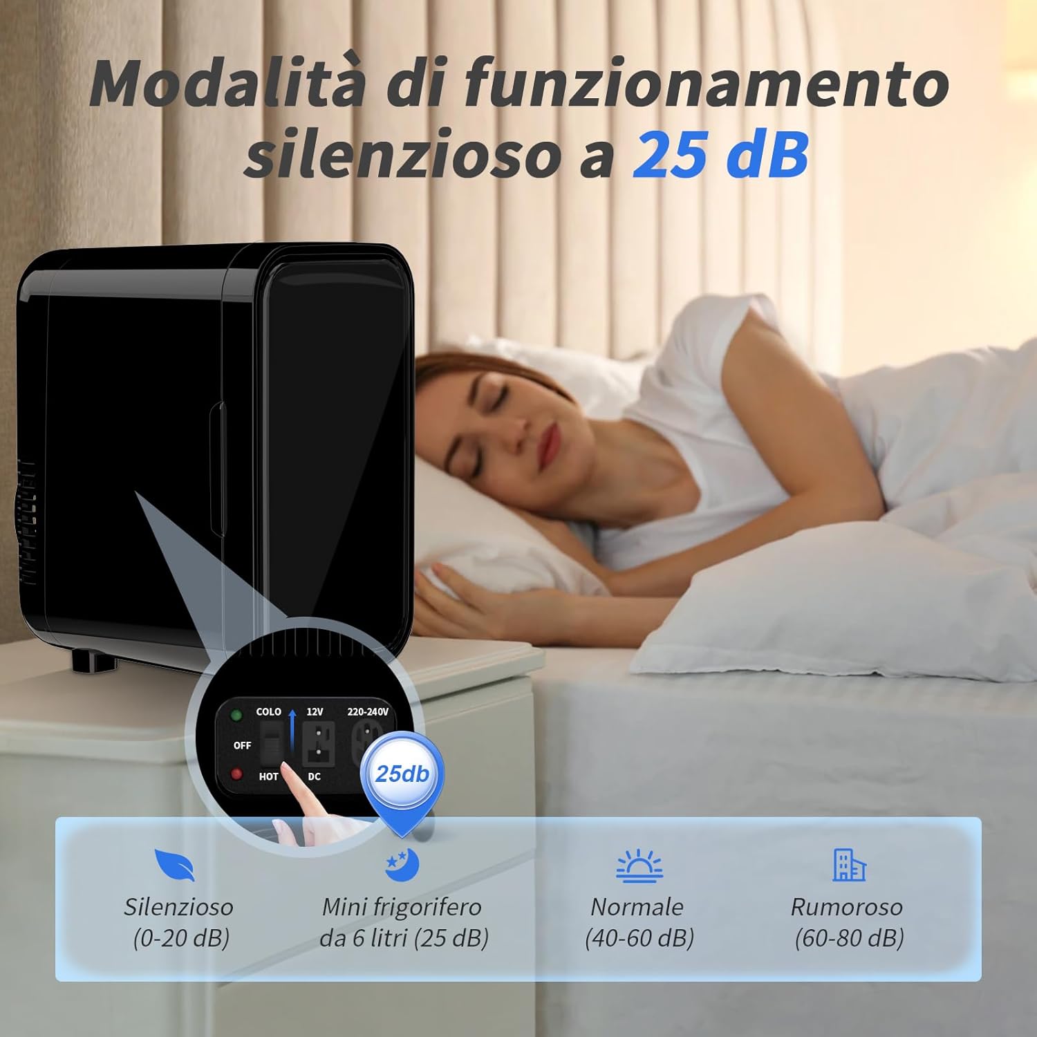 Yashe Mini Frigo da Camera 4L, Nero - immagine 8