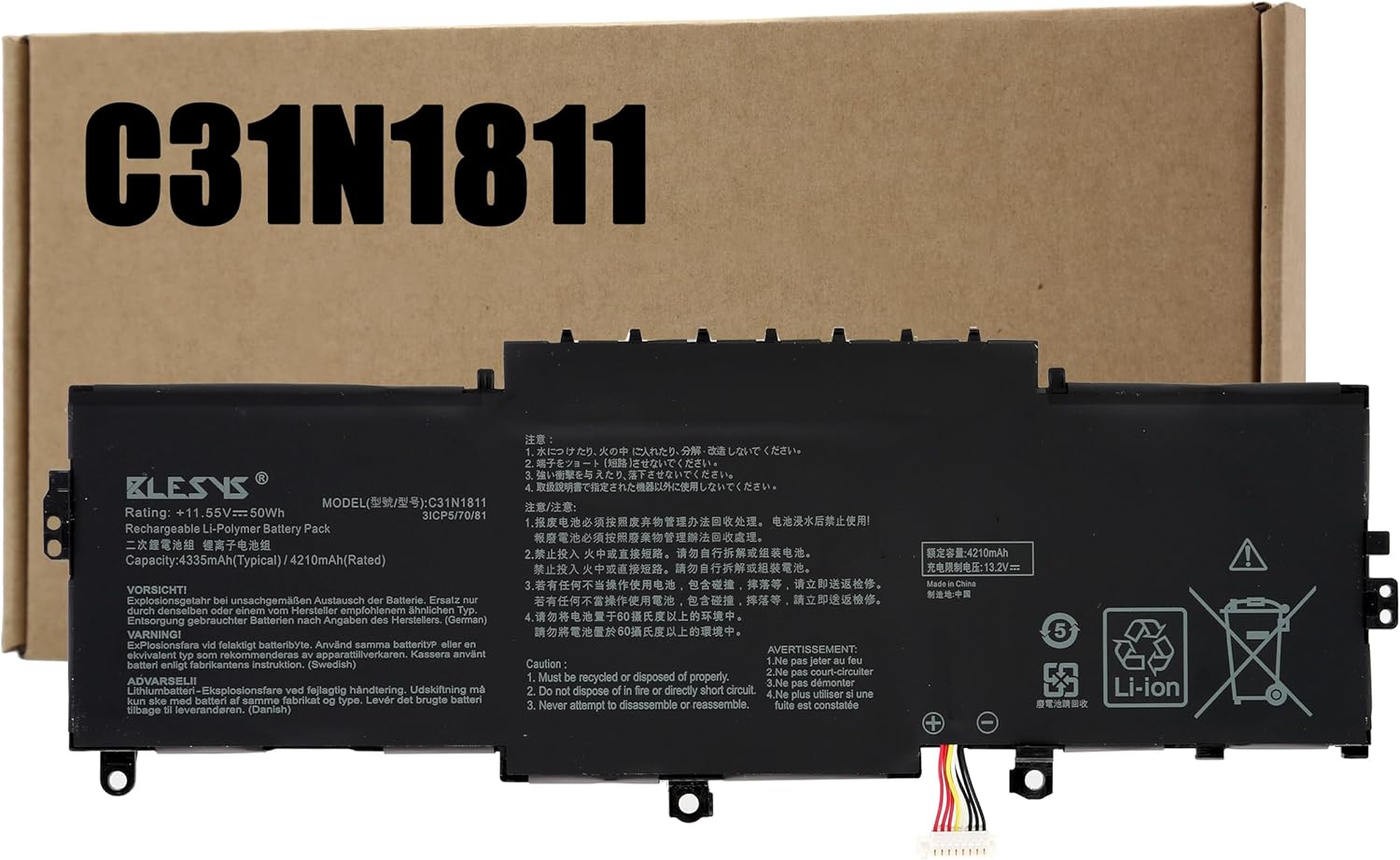 Blesys C31N1811 - Batteria per Asus ZenBook 14 50Wh - immagine 1