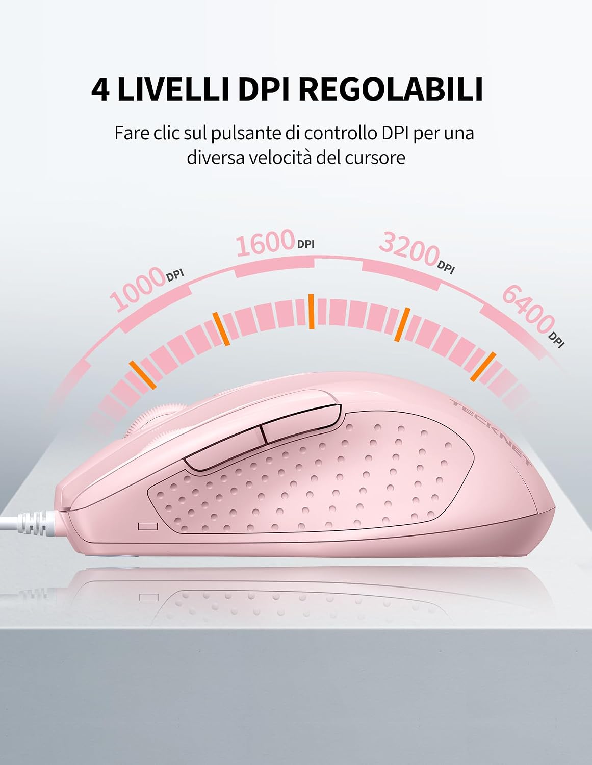 Tecknet PRO Mouse Con Filo Ottico 6400 DPI | Velz
