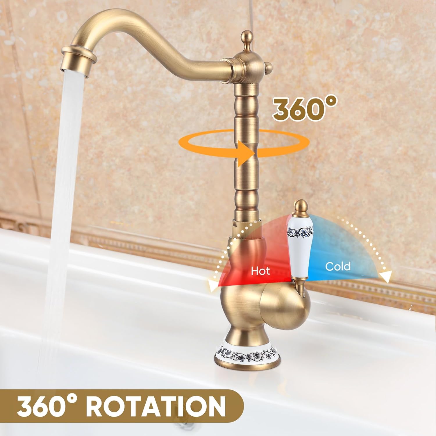 Rubinetto Cucina Monocomando Ottone Antico - immagine 4