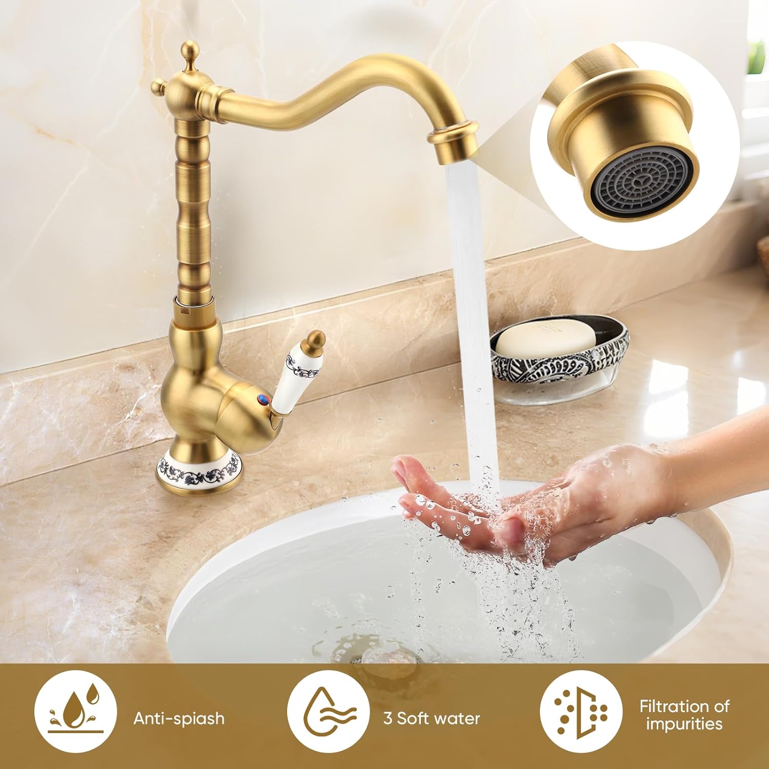 Rubinetto Cucina Monocomando Ottone Antico - immagine 6