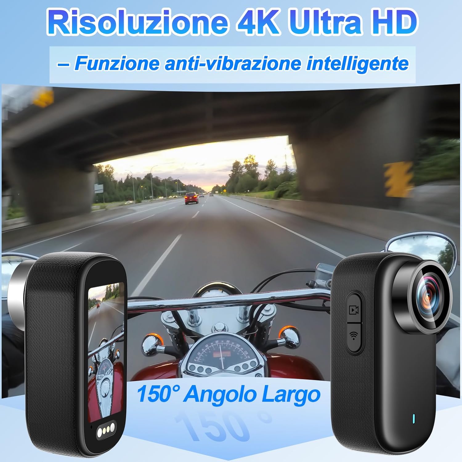 Mini Action Cam 4K UHD WiFi con Schermo 64GB - immagine 4