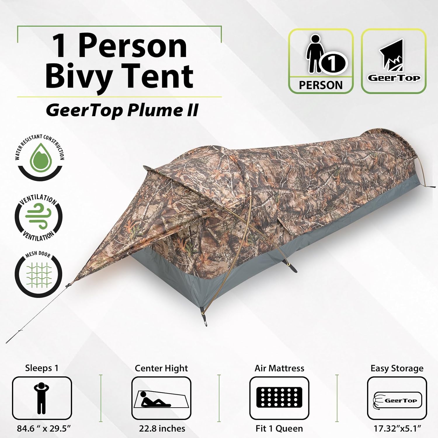 GEERTOP Bivy Tent, 2 Unisex - immagine 2