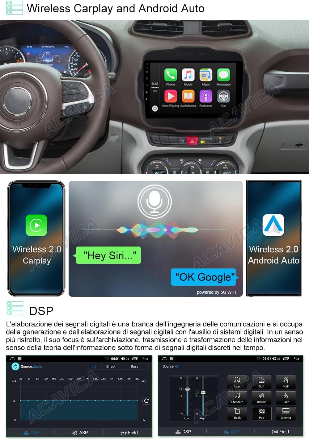 Autoradio Android 13 Wireless Carplay per Jeep Renegade - immagine 3