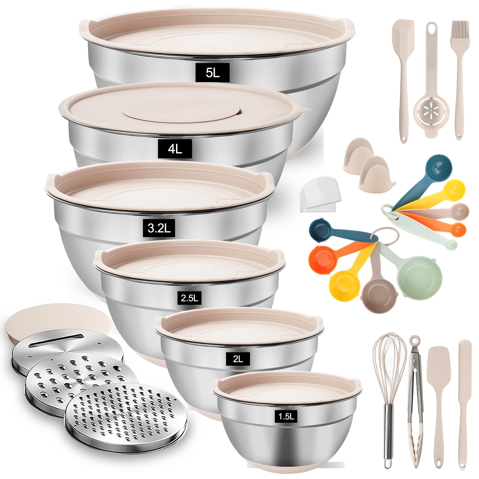 YlYADl Set Ciotole Acciaio Inossidabile 31 Pezzi