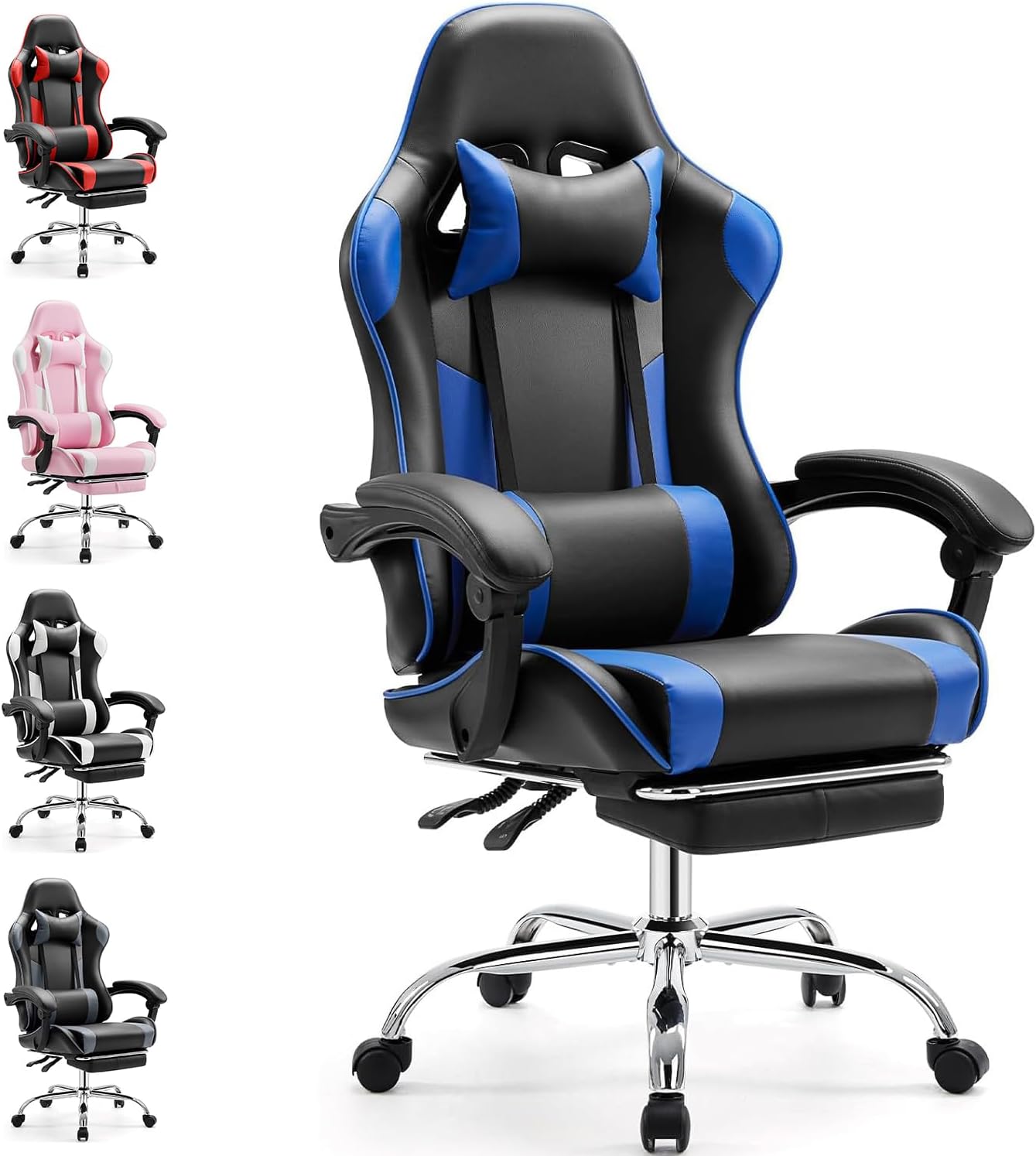 DUMOS Sedia da Gioco, Nero e Blu, Standard - immagine 1