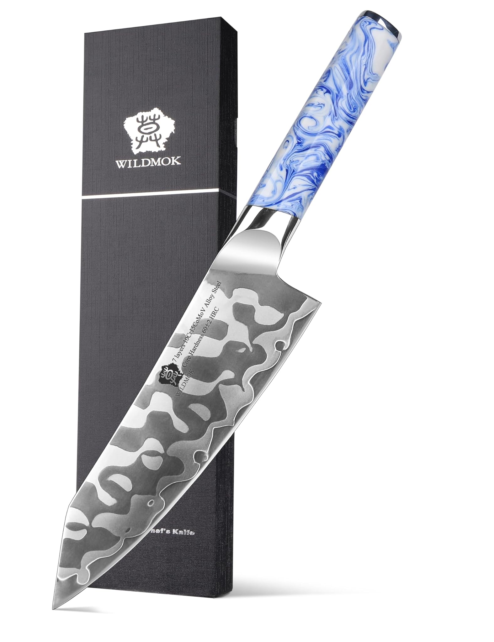 Wildmok Coltello Santoku 17,8 cm Acciaio Legato 7 Strati