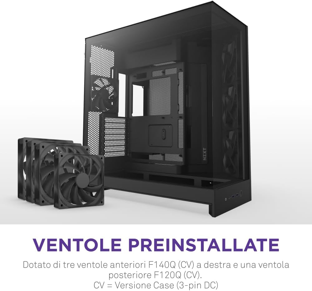 Nzxt H9 Flow - Case PC ATX Mid-Tower, Nero - immagine 3