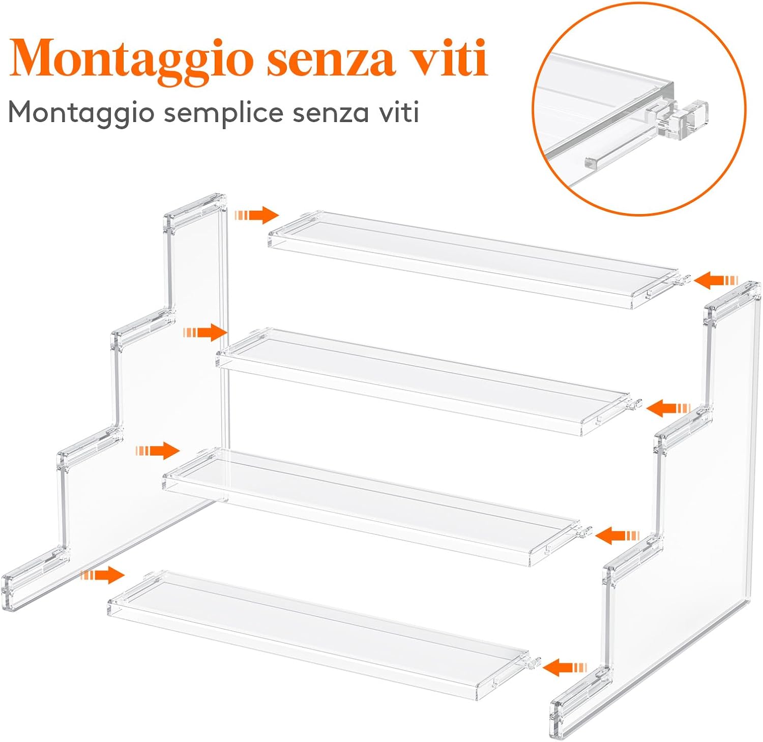 Lifewit Espositore Trasparente a 4 Ripiani 30,5cm - immagine 2