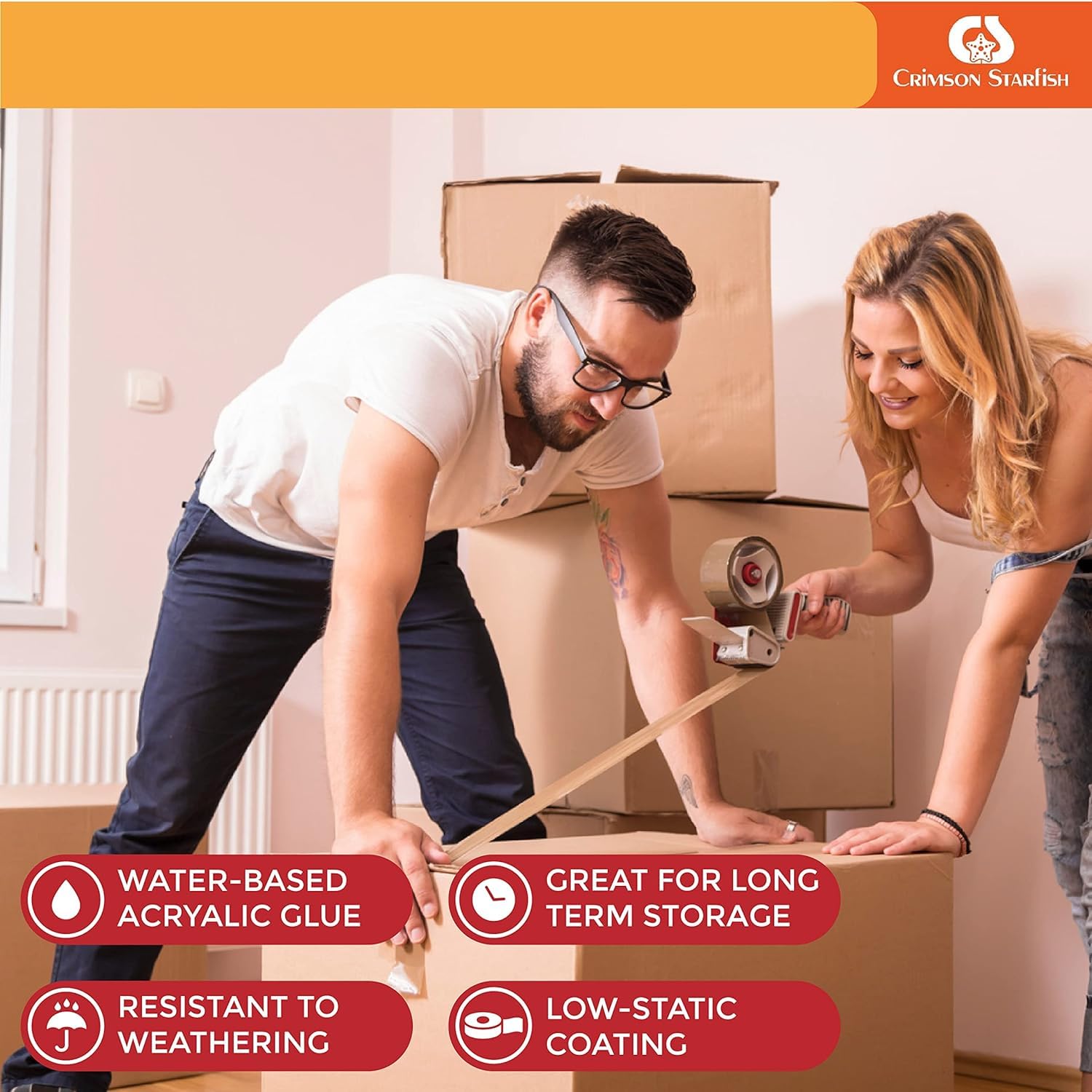 Crimson Starfish Nastro Adesivo per Imballaggio 36 Rotoli - immagine 4