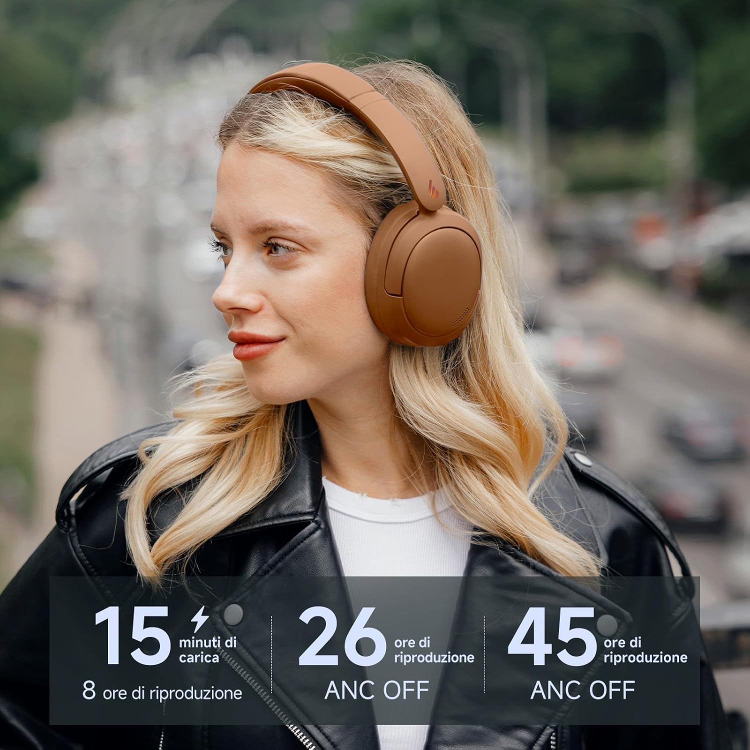 Edifier V80 Cuffie ANC Ibrida Bluetooth 5.4, Marrone - immagine 6