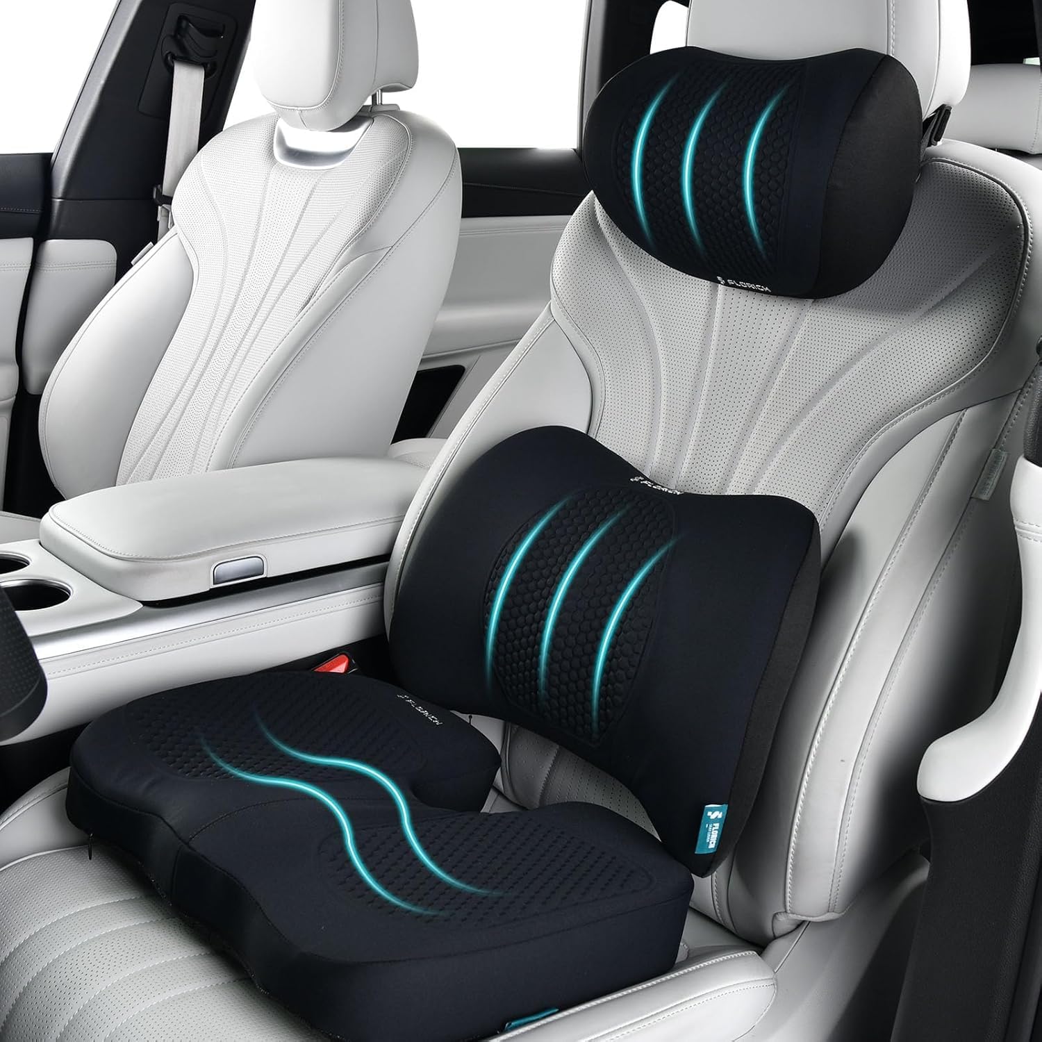 Florich Set 3 Cuscini Ergonomici Memory Foam, Nero - immagine 1