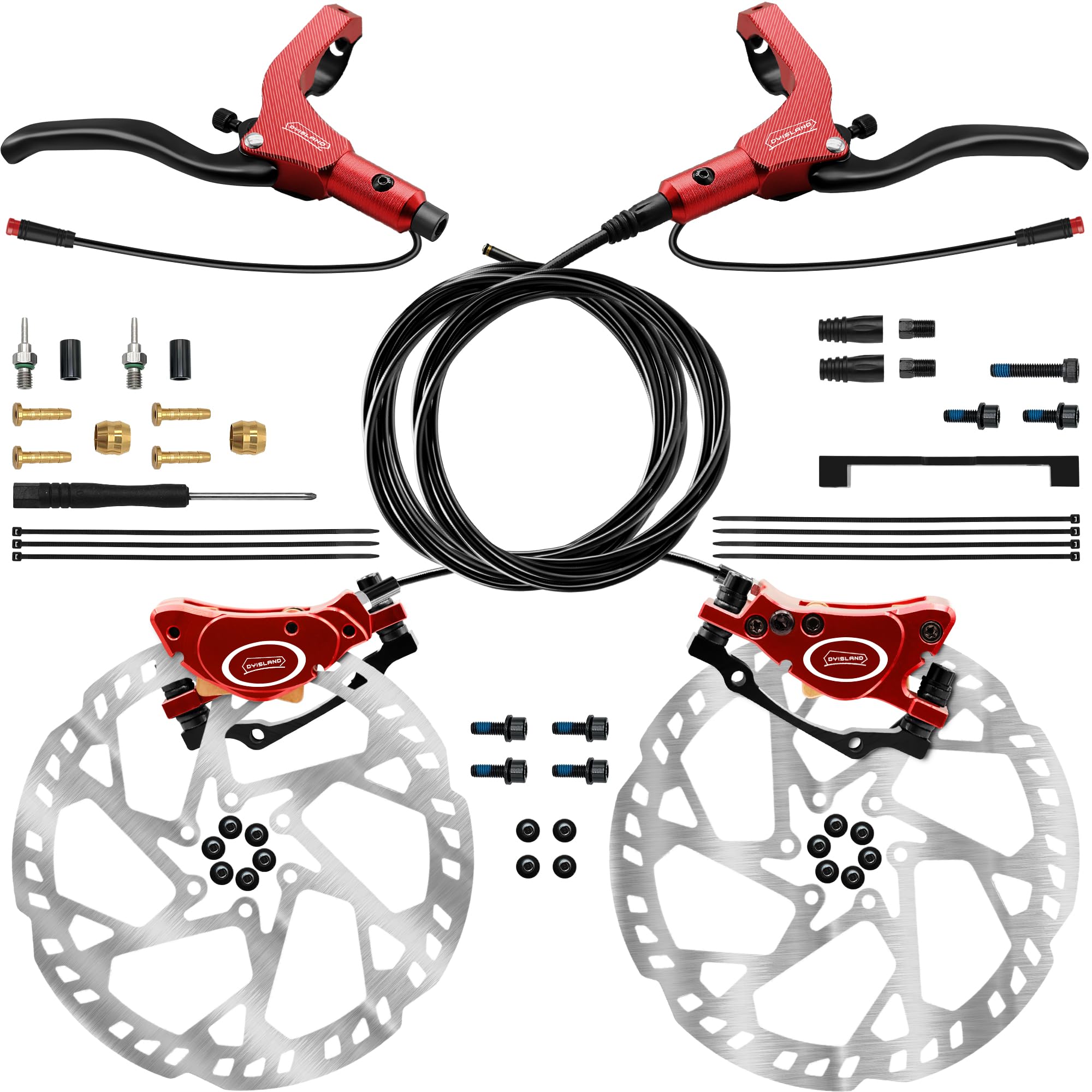 DYISLAND Set Freni a Disco Idraulici E-Bike 4/2 Pistoni