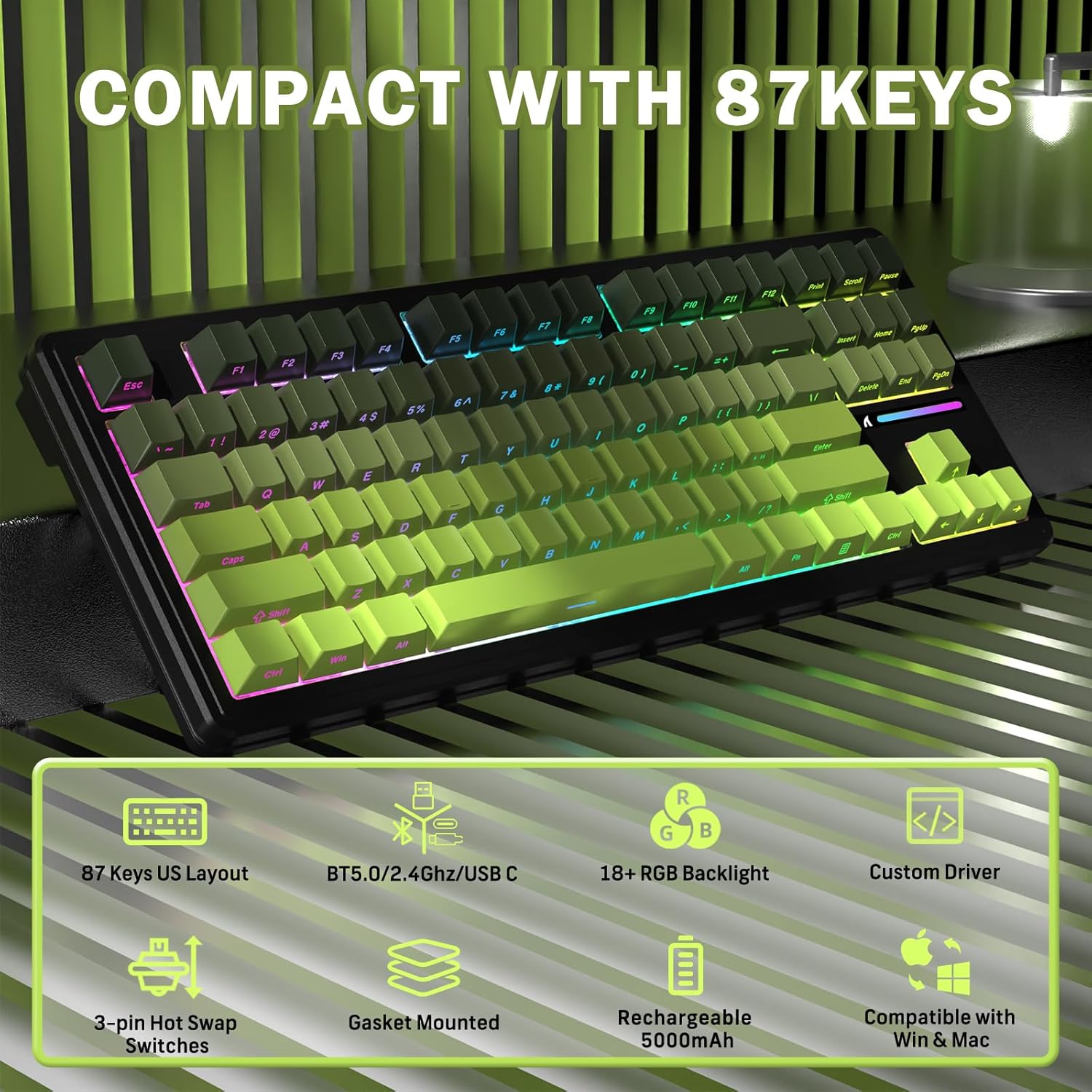 Attack Shark M87PRO TKL - Tastiera Gaming Meccanica Wireless - immagine 2