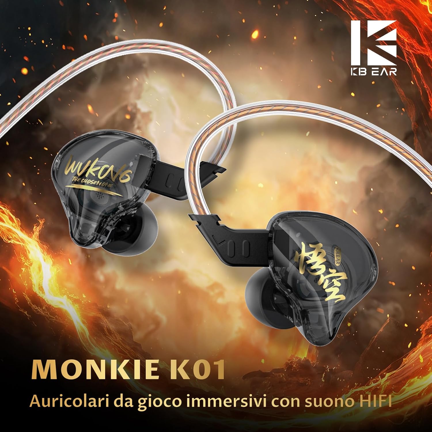 Yinyoo KBEAR MONKIE K01 - Auricolari In-Ear con Cavo - immagine 2