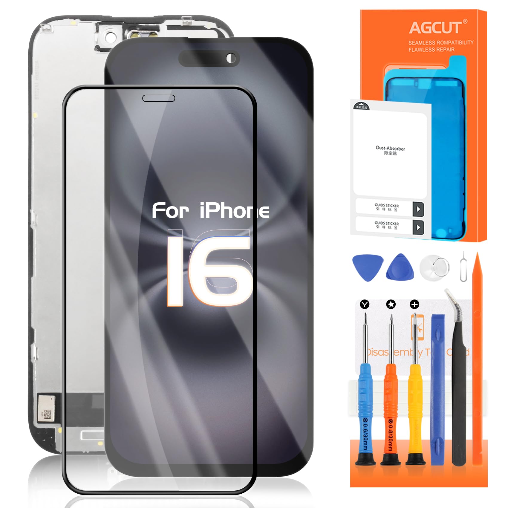 AGCUT Display LCD per iPhone 16 6,1" Nero