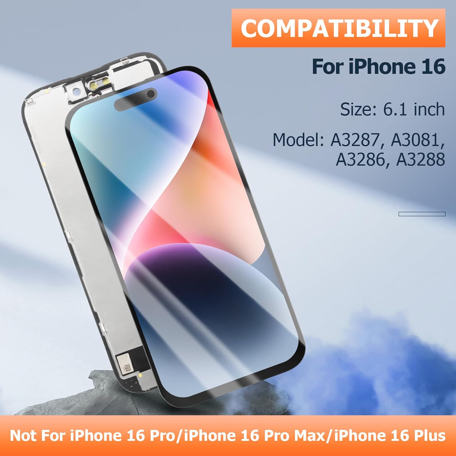 AGCUT Display LCD per iPhone 16 6,1" Nero - immagine 2