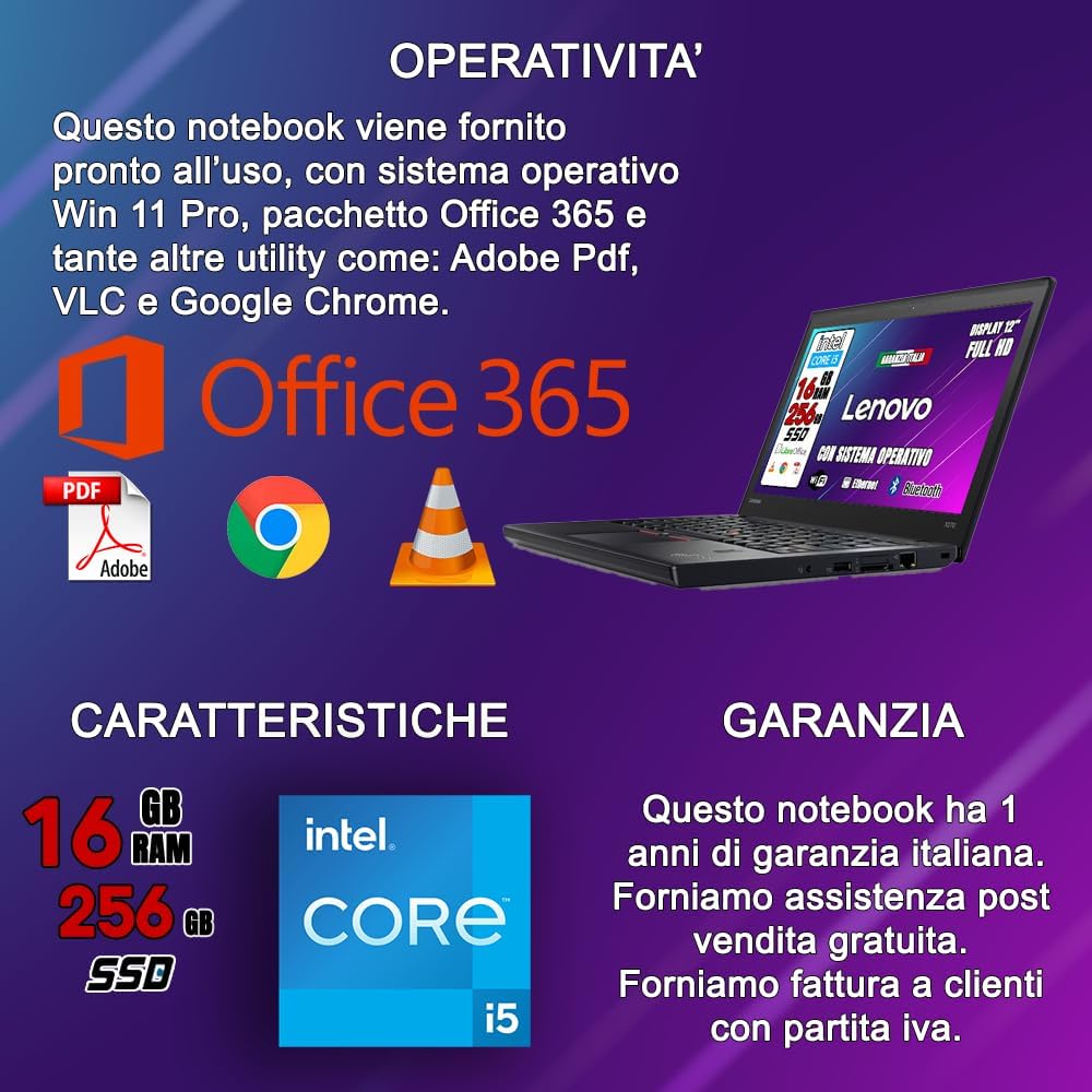 Lenovo PC Portatile RICONDIZIONATO Intel Core i5 16GB RAM - immagine 2
