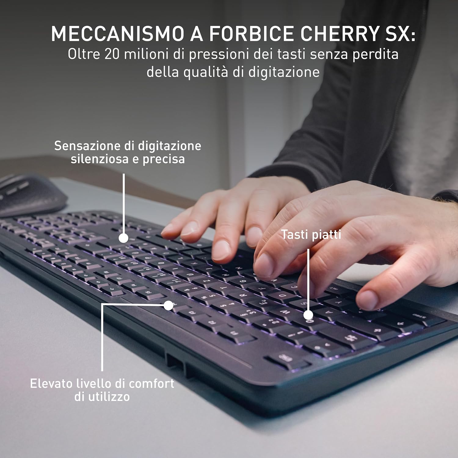 Cherry STREAM DESKTOP ULTIMATE - Set Tastiera e Mouse Wireless, Nero - immagine 4