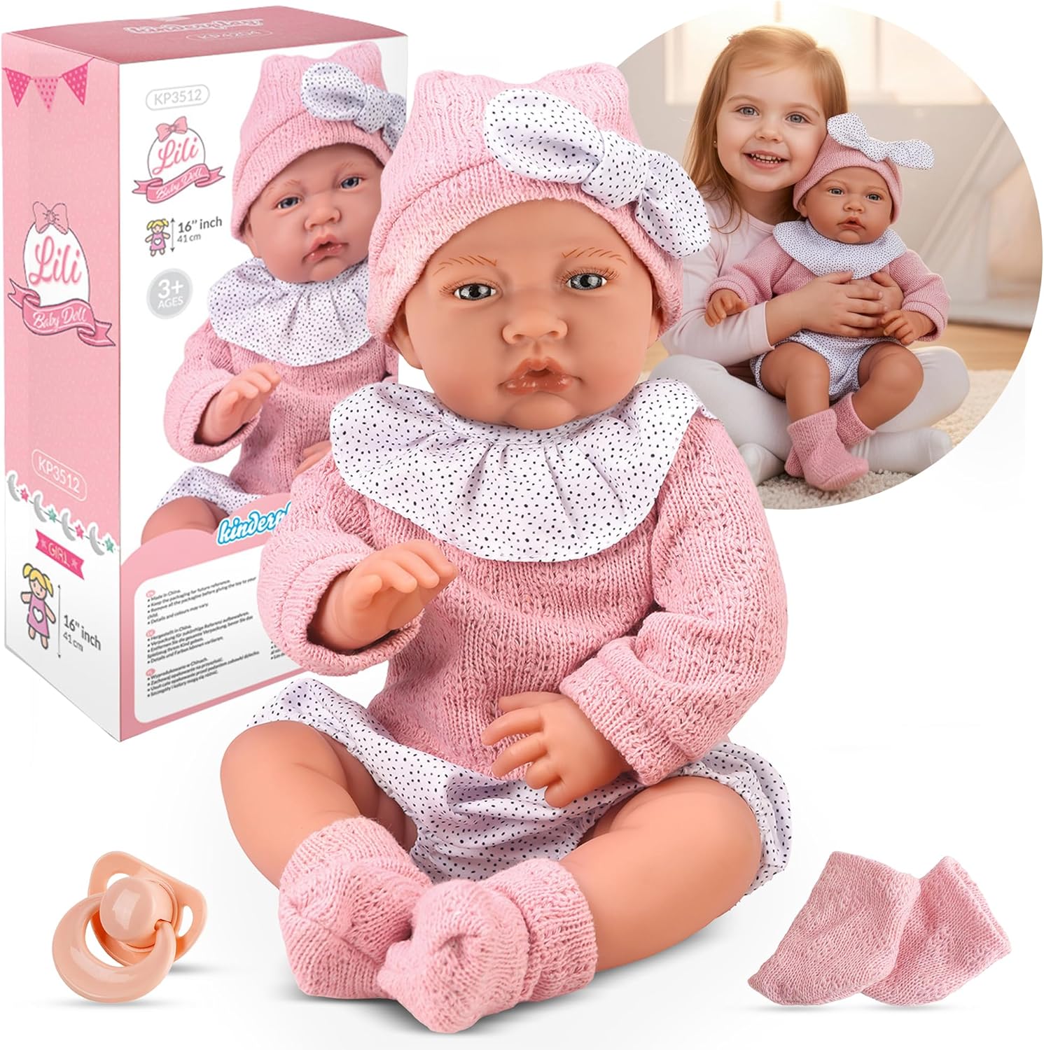 Kinderplay Bambola Parlante 41 cm con Ciuccio - immagine 1