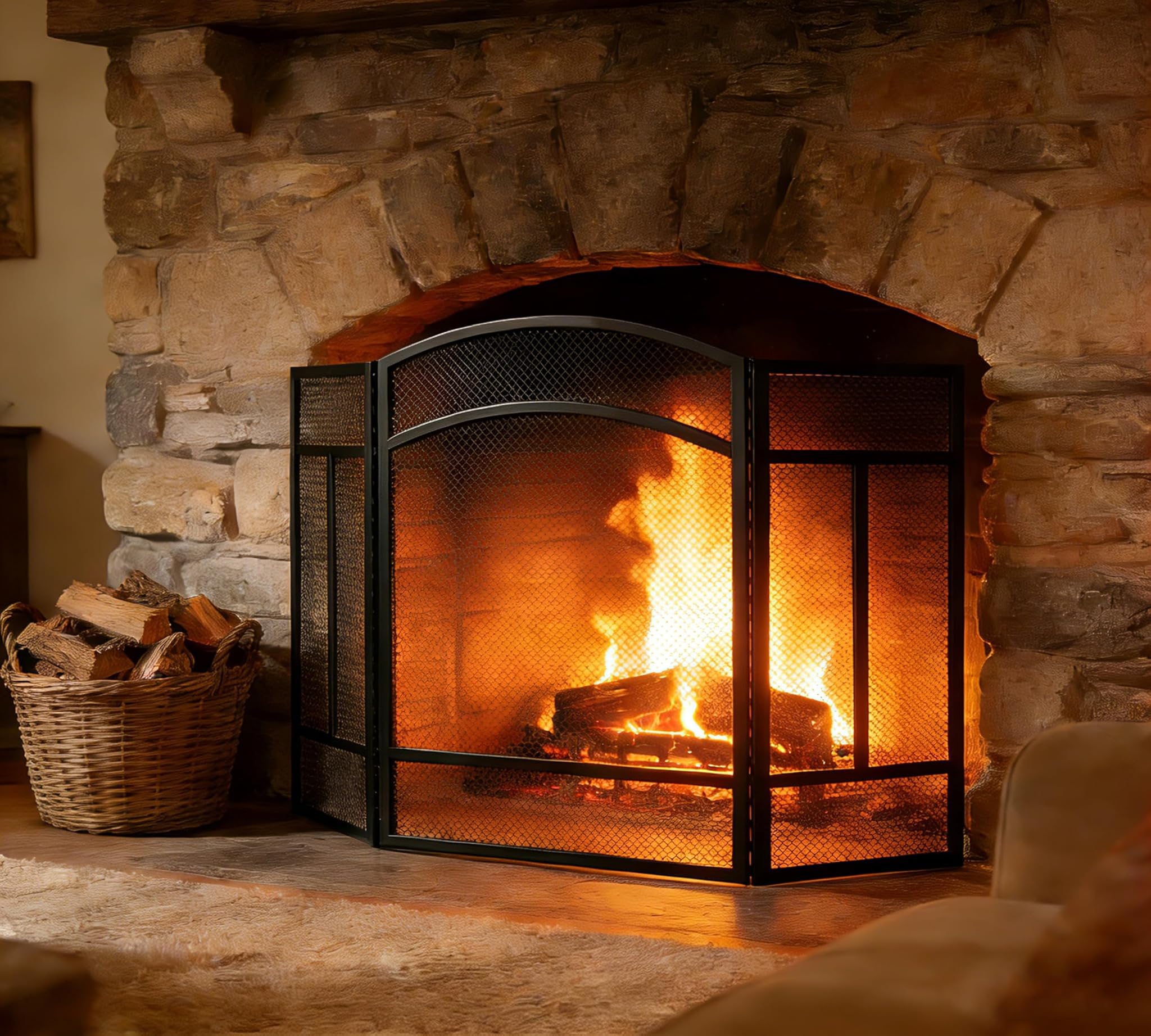 Kingson Parascintille 3 Pannelli ad Arco per Camino