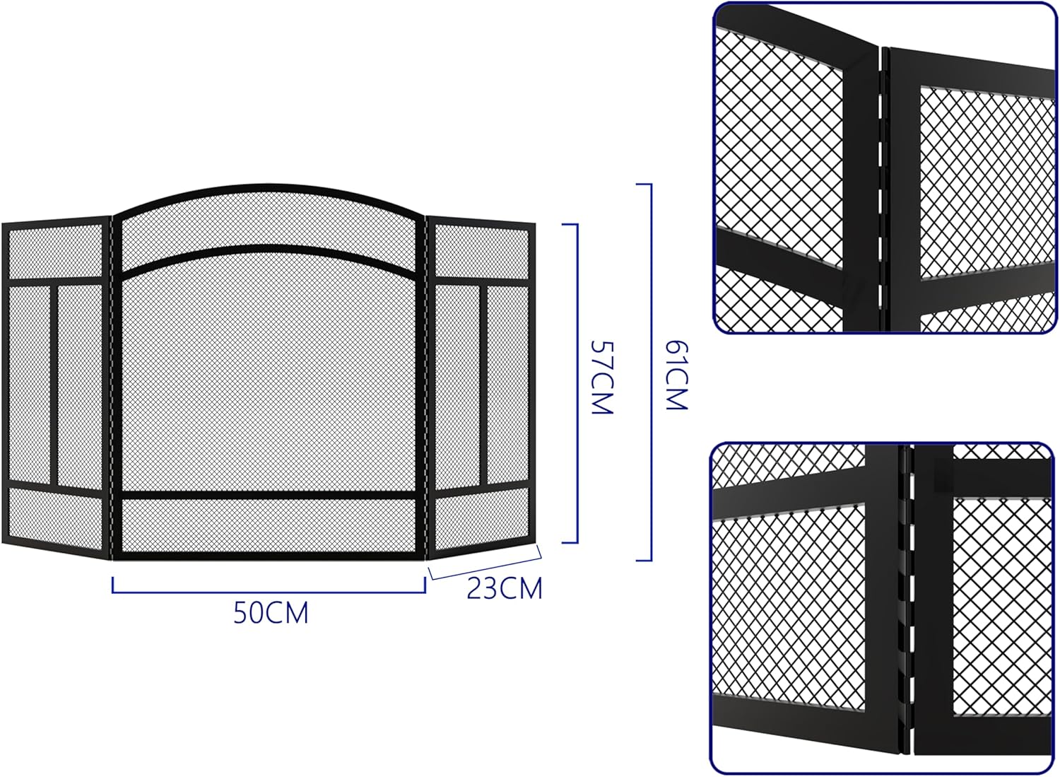 Kingson Parascintille 3 Pannelli ad Arco per Camino - immagine 3