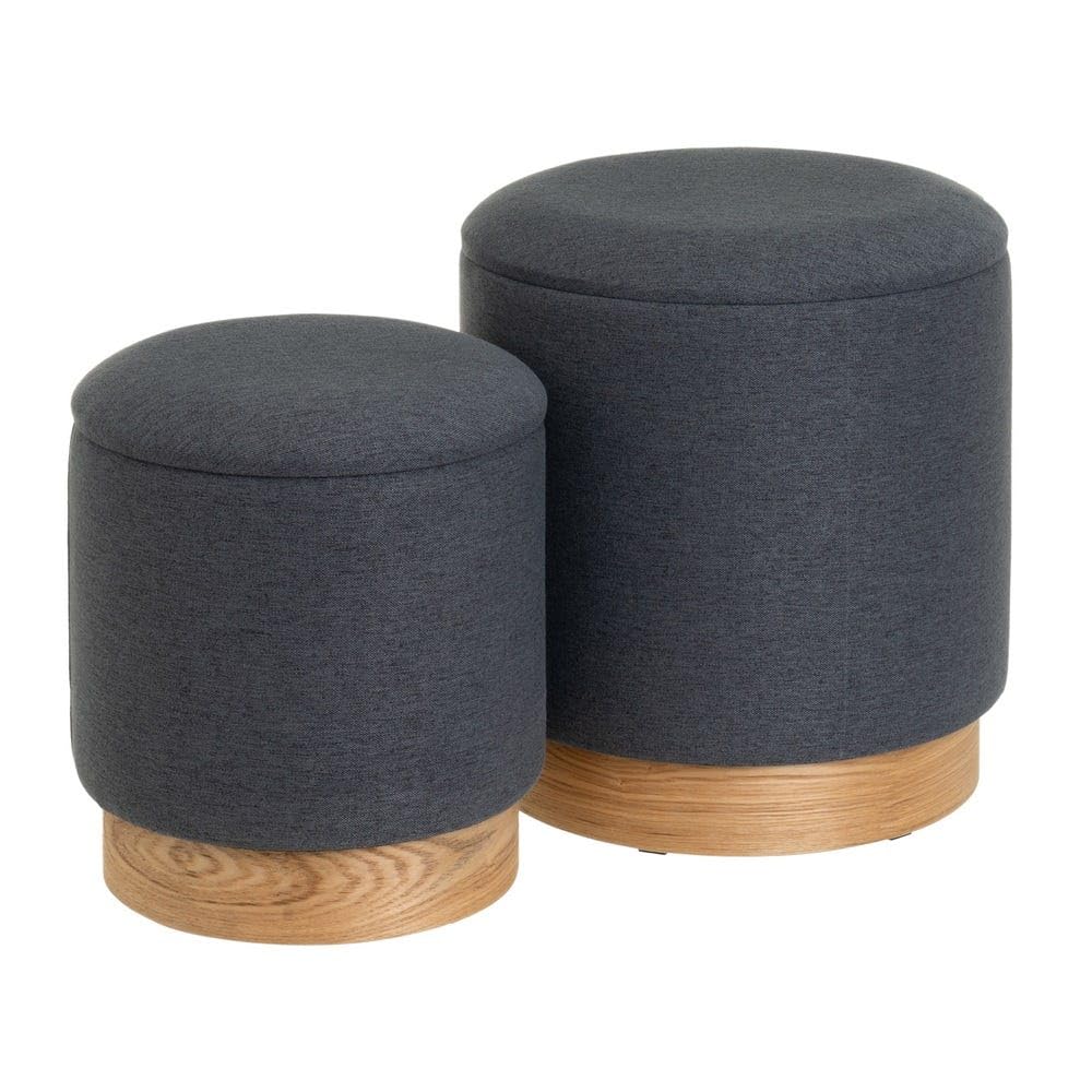 Set di 2 pouf arcon in tessuto e MDF in grigio