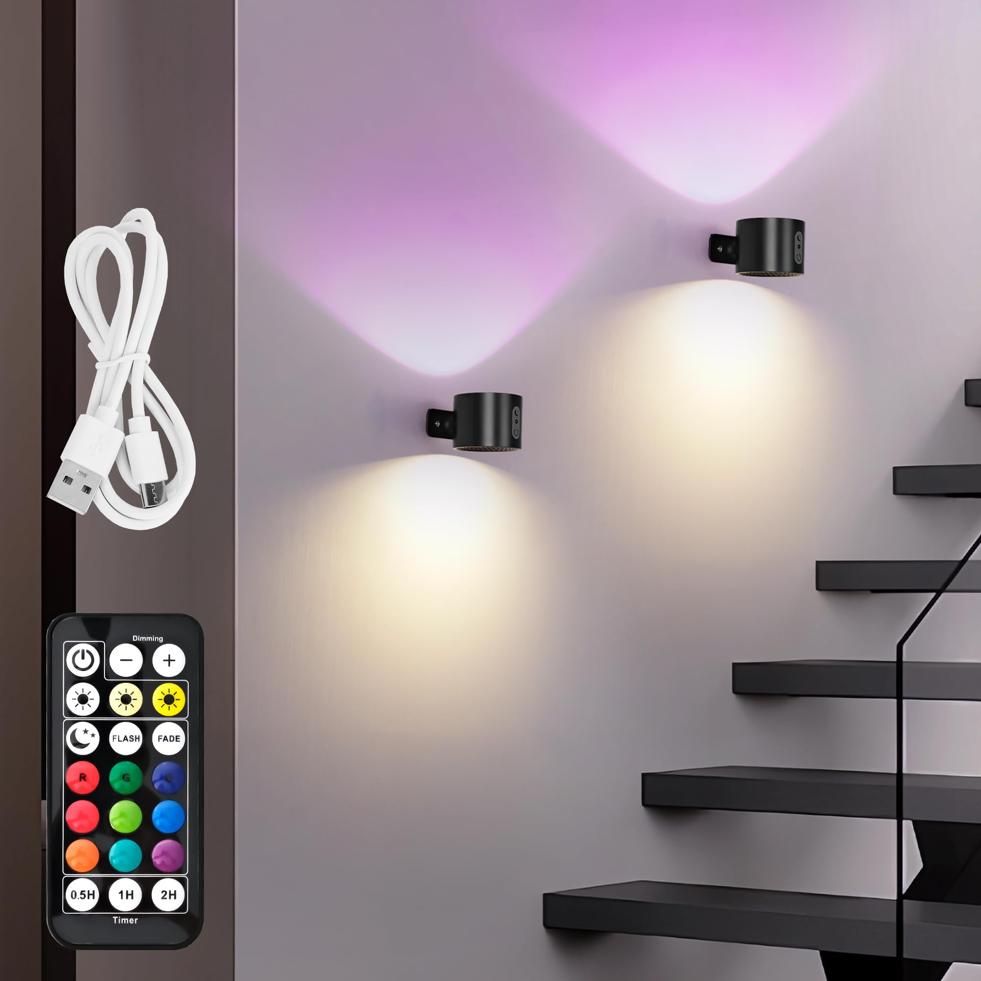 Luminexdesigns Set 2 Lampade Parete LED Interno RGB