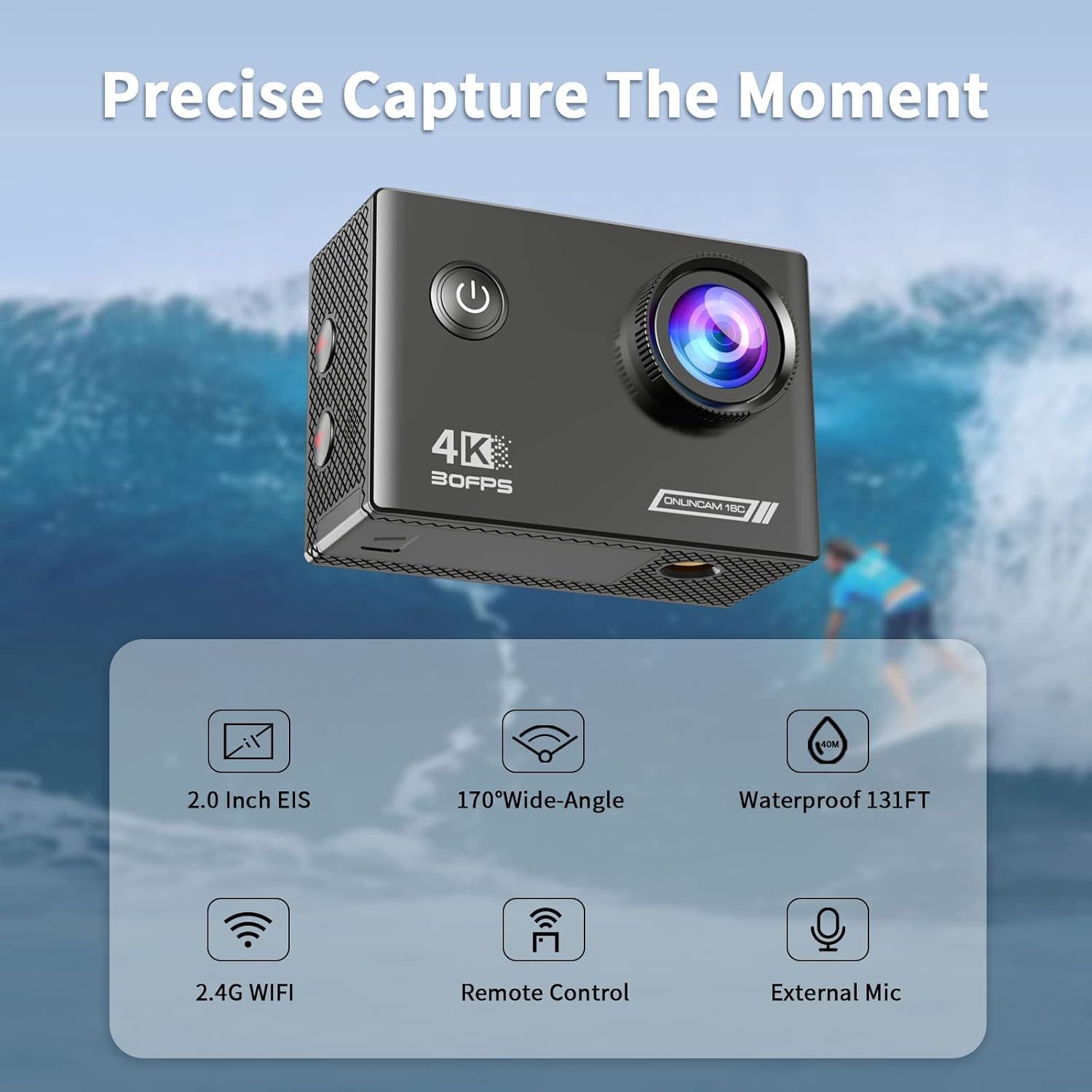 Timnut Action Cam 4K 30FPS 20MP 40M Subacquea - immagine 2