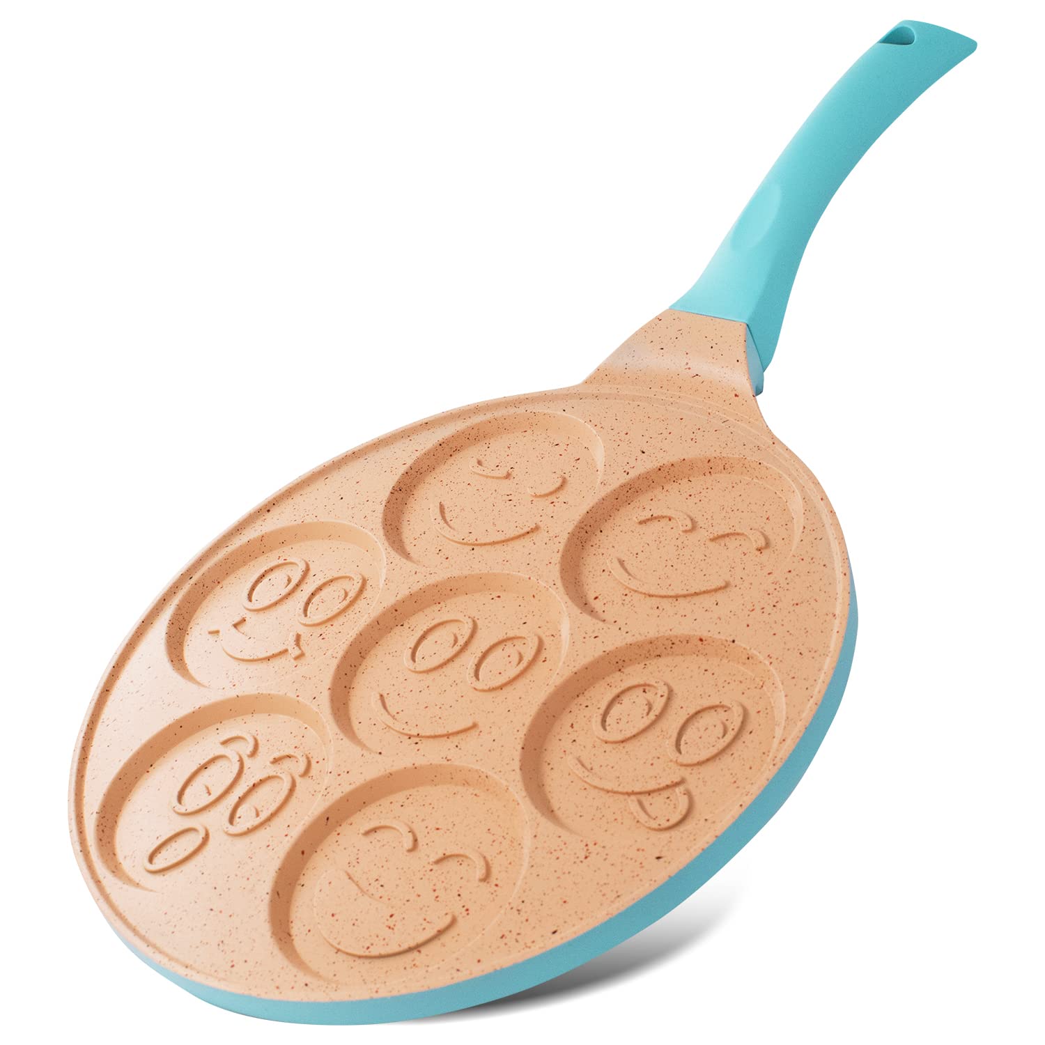 Joeji's Kitchen Teglia Pancake 7 Fori Smiley 26,5cm, Blu