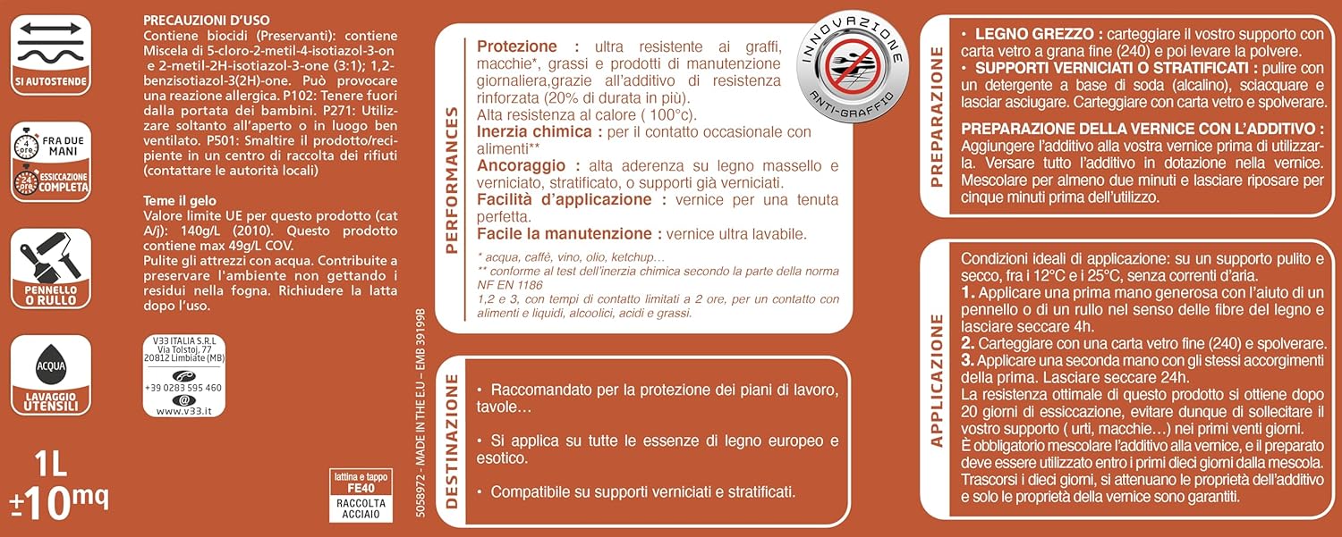 V33 Vernice Piano di Lavoro Incolore - immagine 2